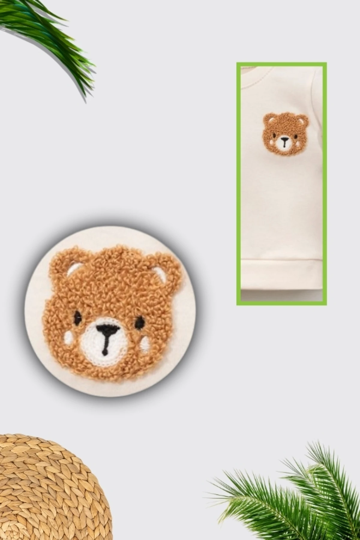 %100 Pamuklu Ayıcık Figürlü Bebek Alt Üst Takım