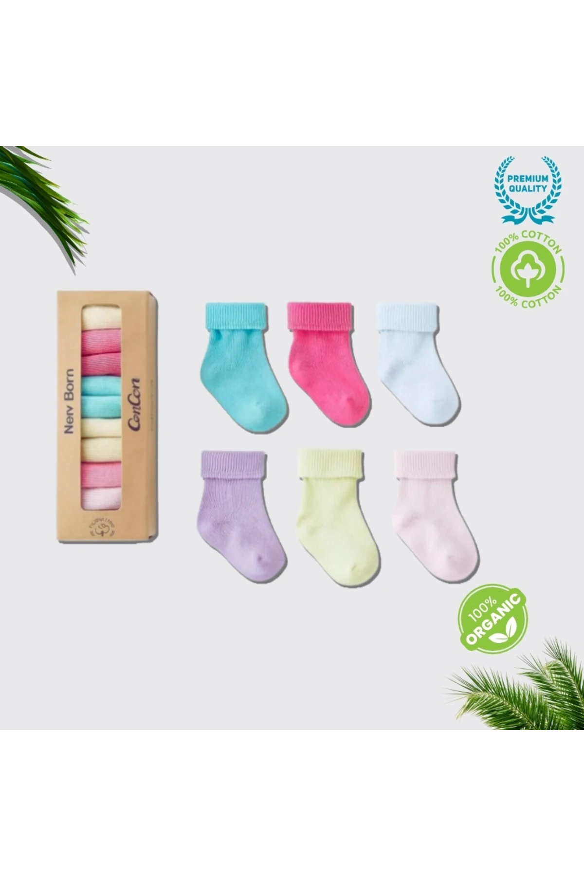 Pamuklu Organik 0-6 Ay Yenidoğan Bebek Çorabı