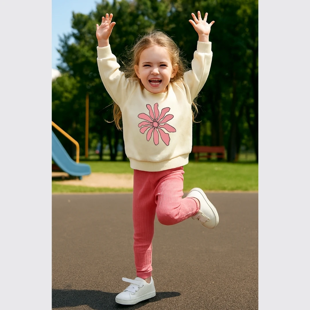 PAPATYA DETAYLI  KIZ ÇOCUK TAKIMI