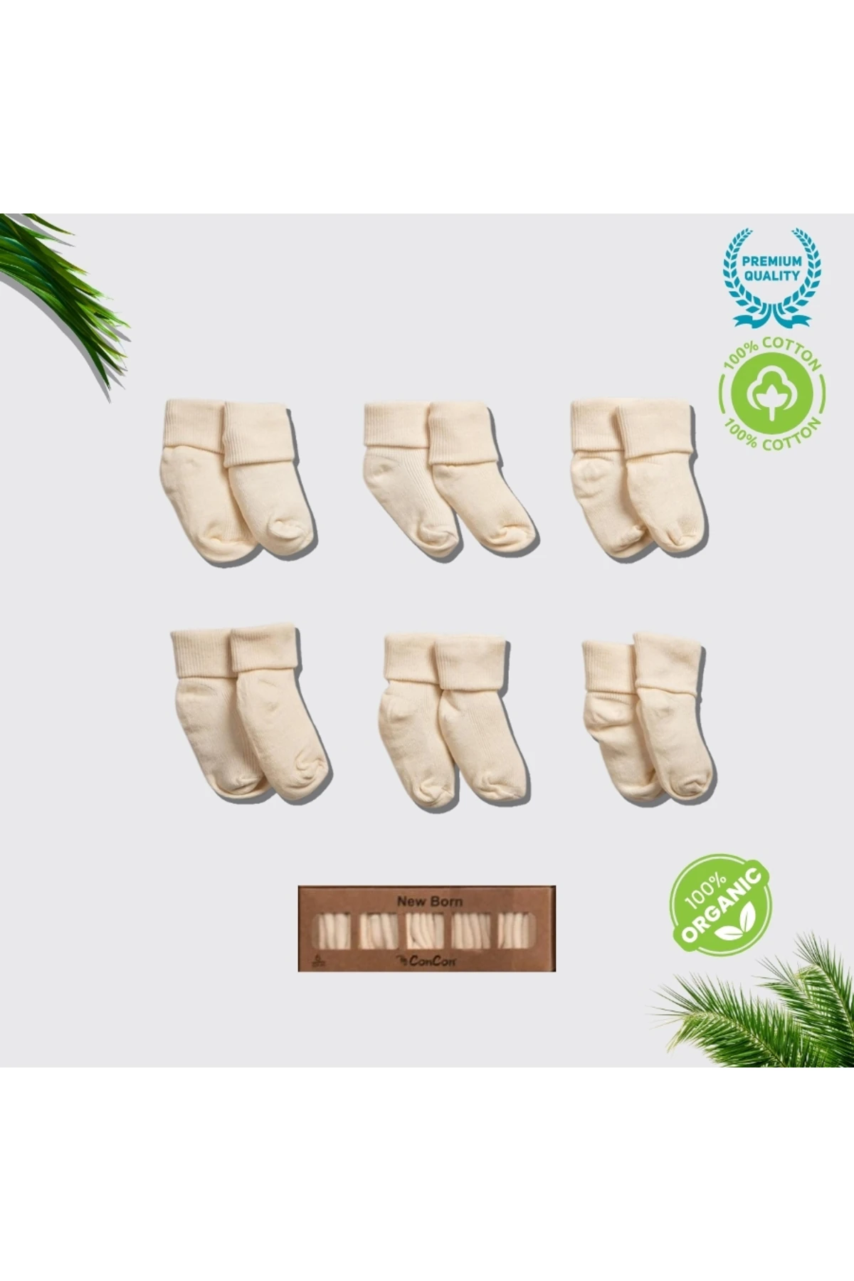 Pamuklu Organik 0-6 Ay Yenidoğan Bebek Çorabı