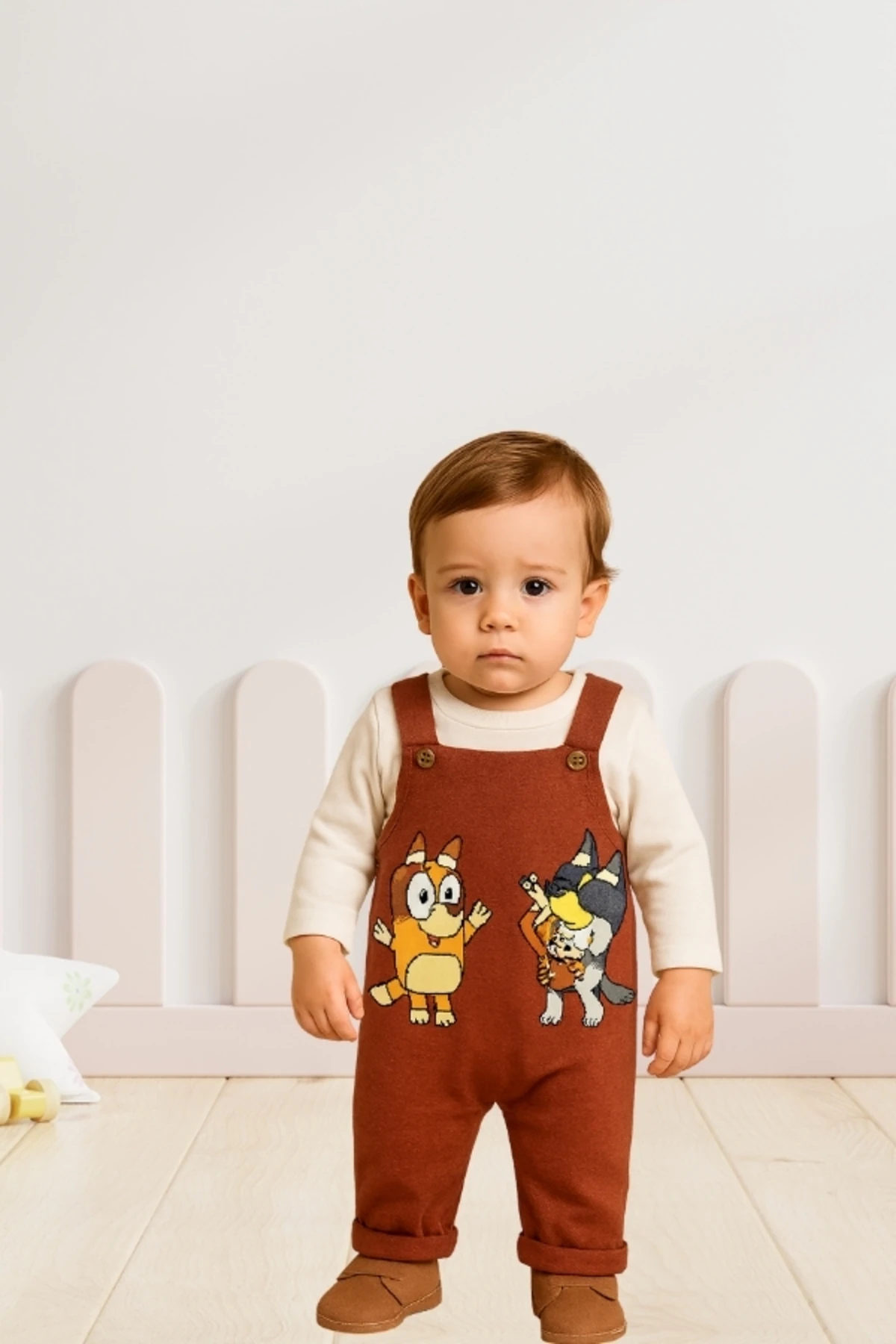 ERKEK BEBEK %100 PAMUKLU 3-18 AY SEVİMLİ KÖPEK BASKILI BEBEK TULUMU