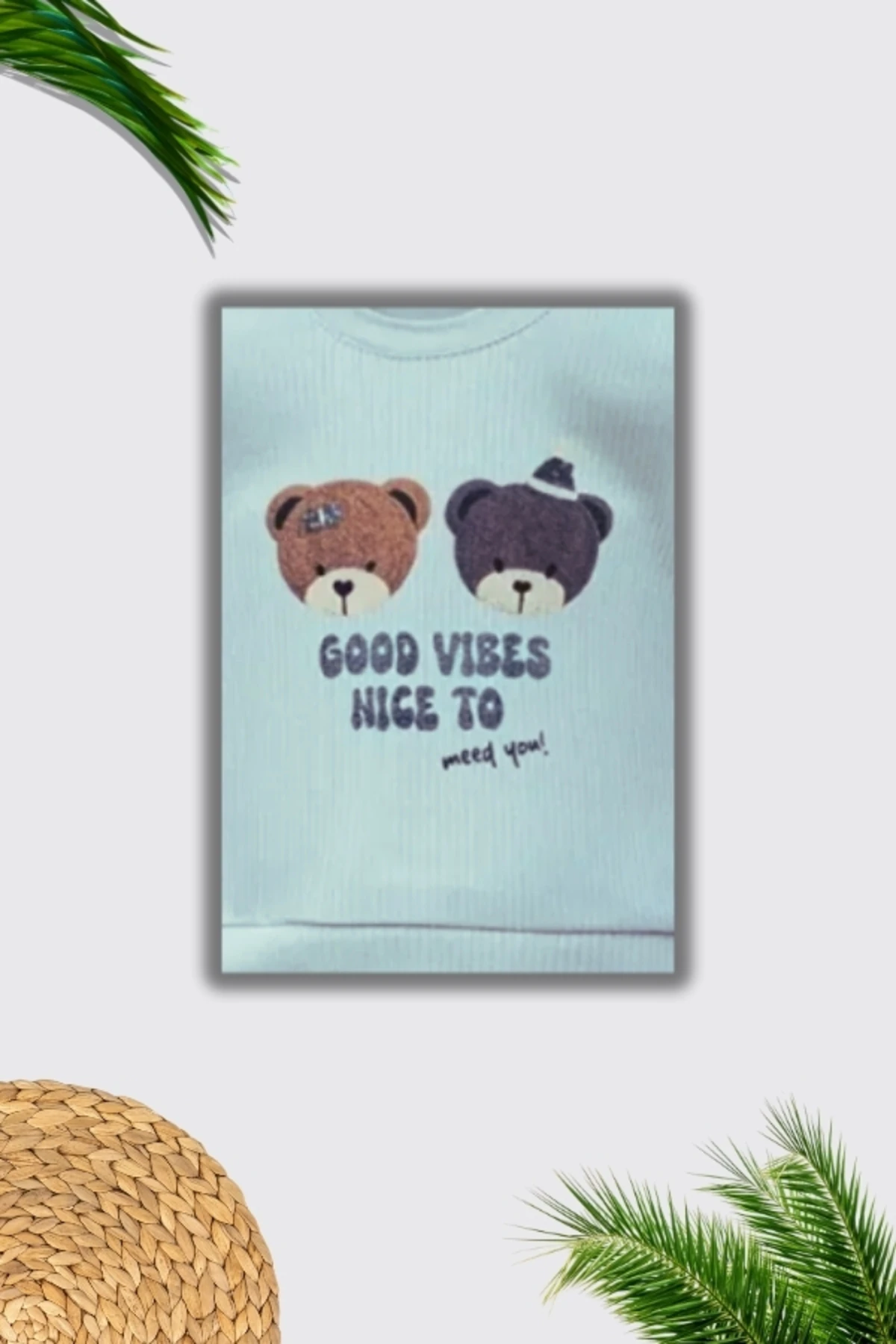 %100 Pamuklu Ayıcık Figürlü Bebek Alt Üst Takım