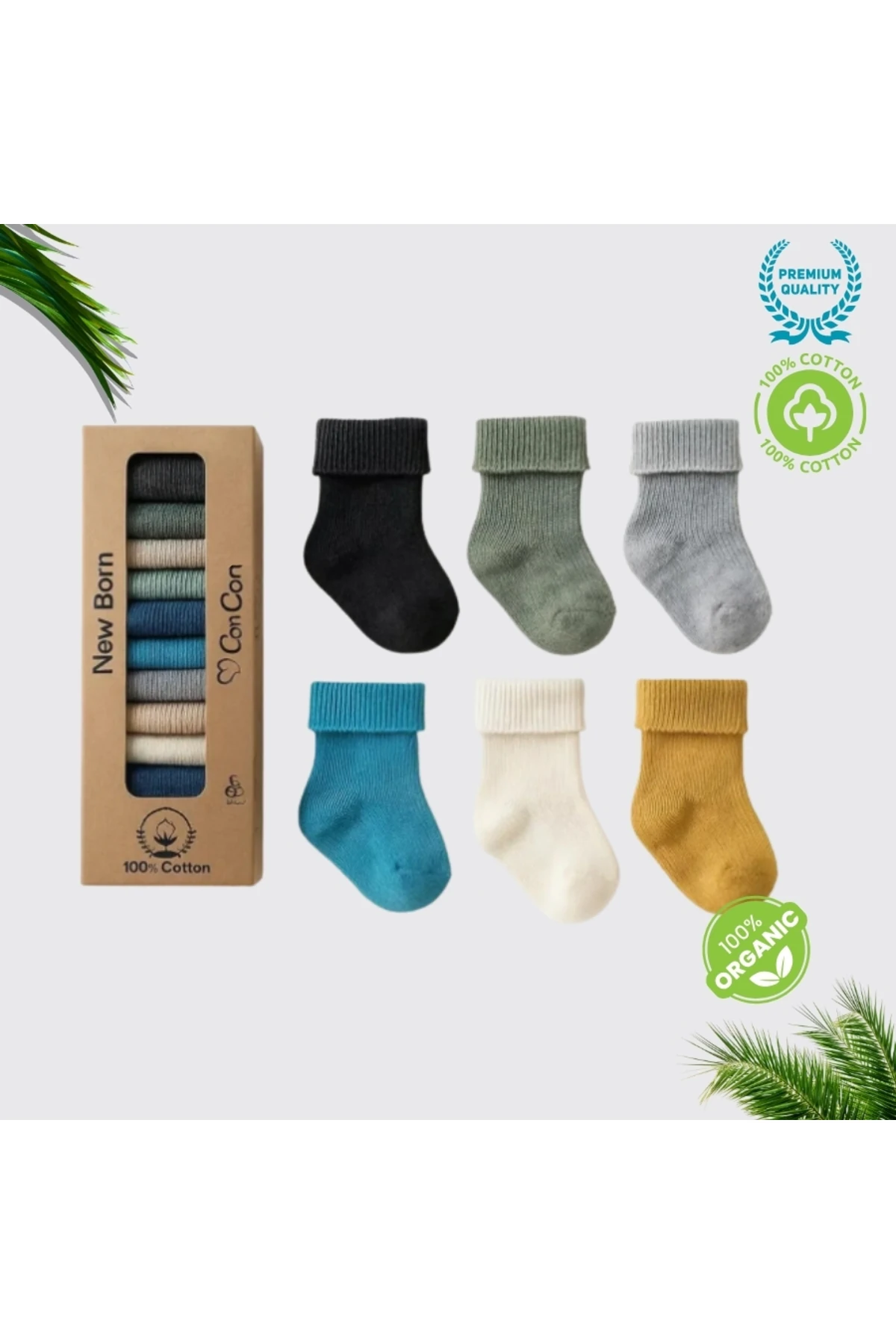 Pamuklu Organik 0-6 Ay Yenidoğan Bebek Çorabı