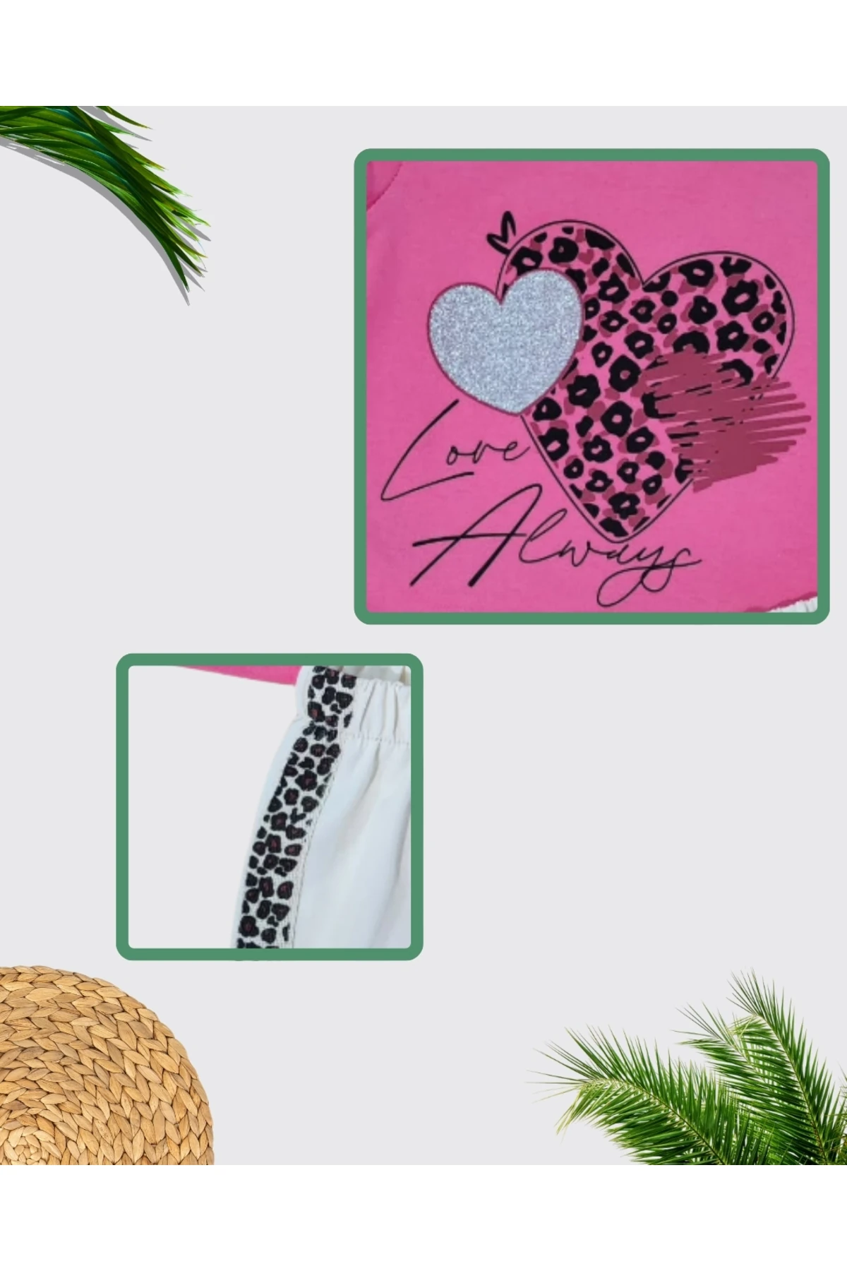 Kız Çocuk Pembe Kalpli T-shirt şort Takım