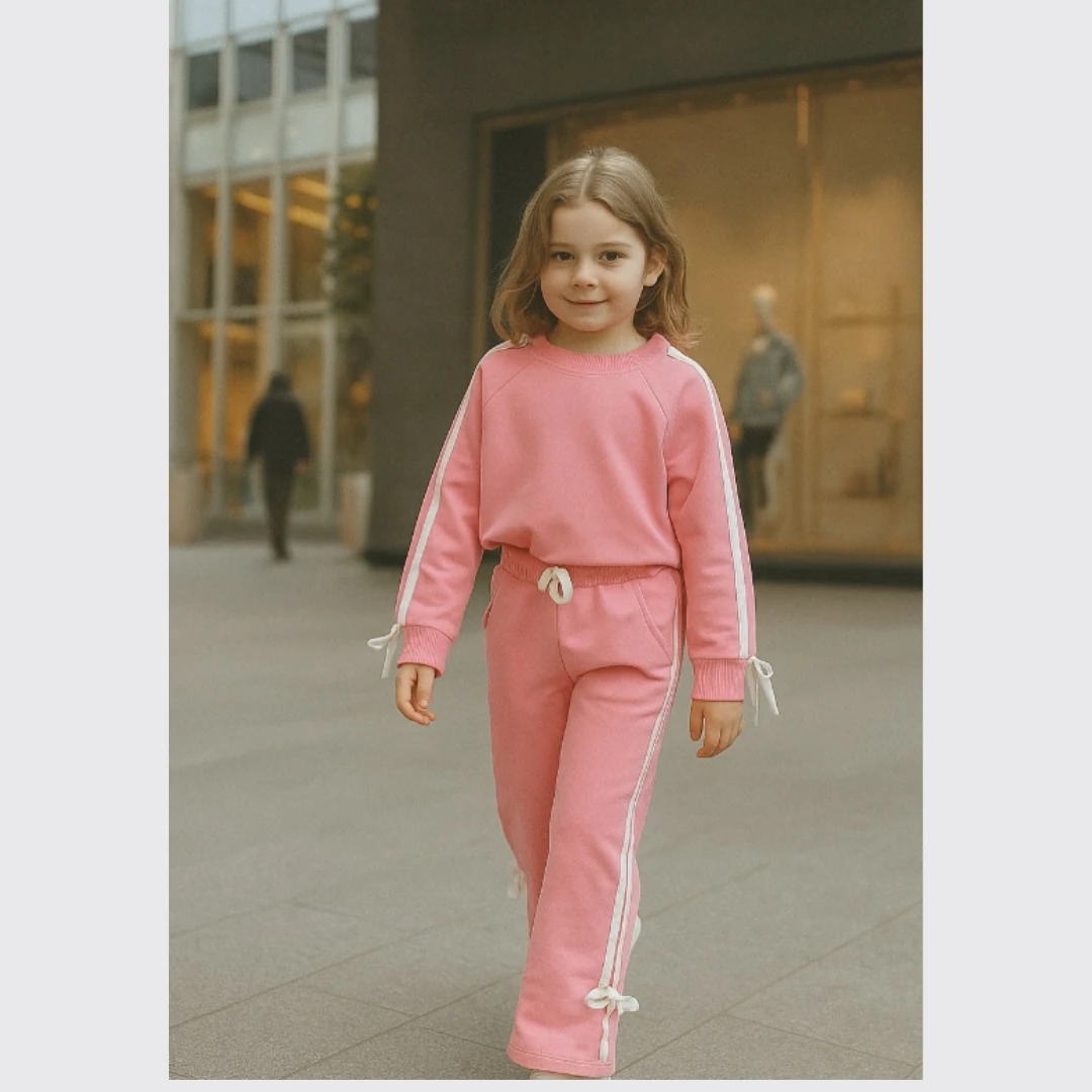 FİYONKLU PEMBE KIZ ÇOCUK TAKIMI