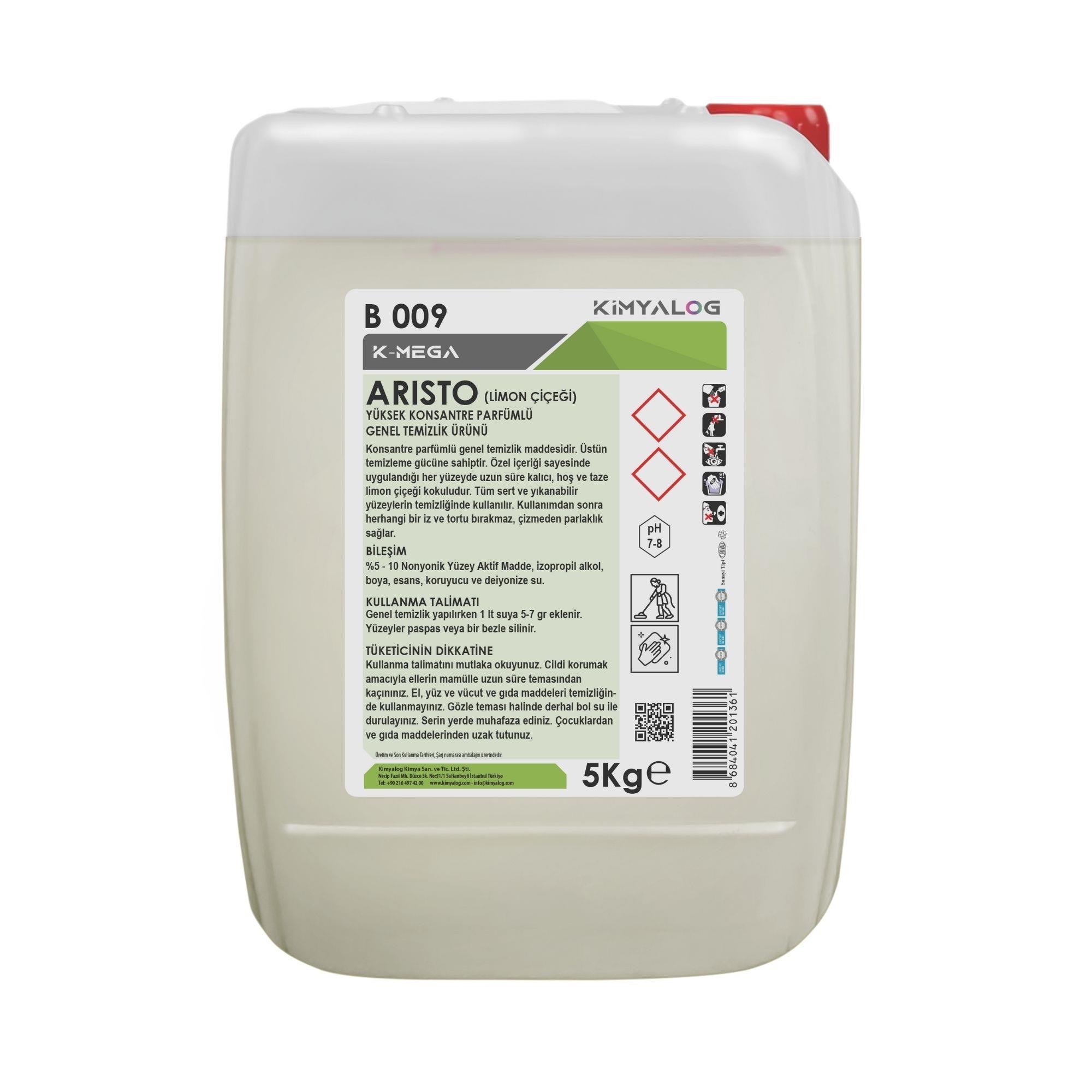 Kimyalog K-Mega Aristo Yüksek Konsantre Parfümlü Genel Temizlik Maddesi (Limon Çiçeği) 5 Lt