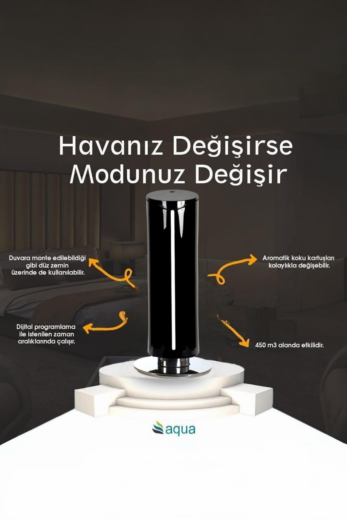 Quu Plus Tower Geni̇ş Alan Koku Maki̇nesi̇ Si̇yah