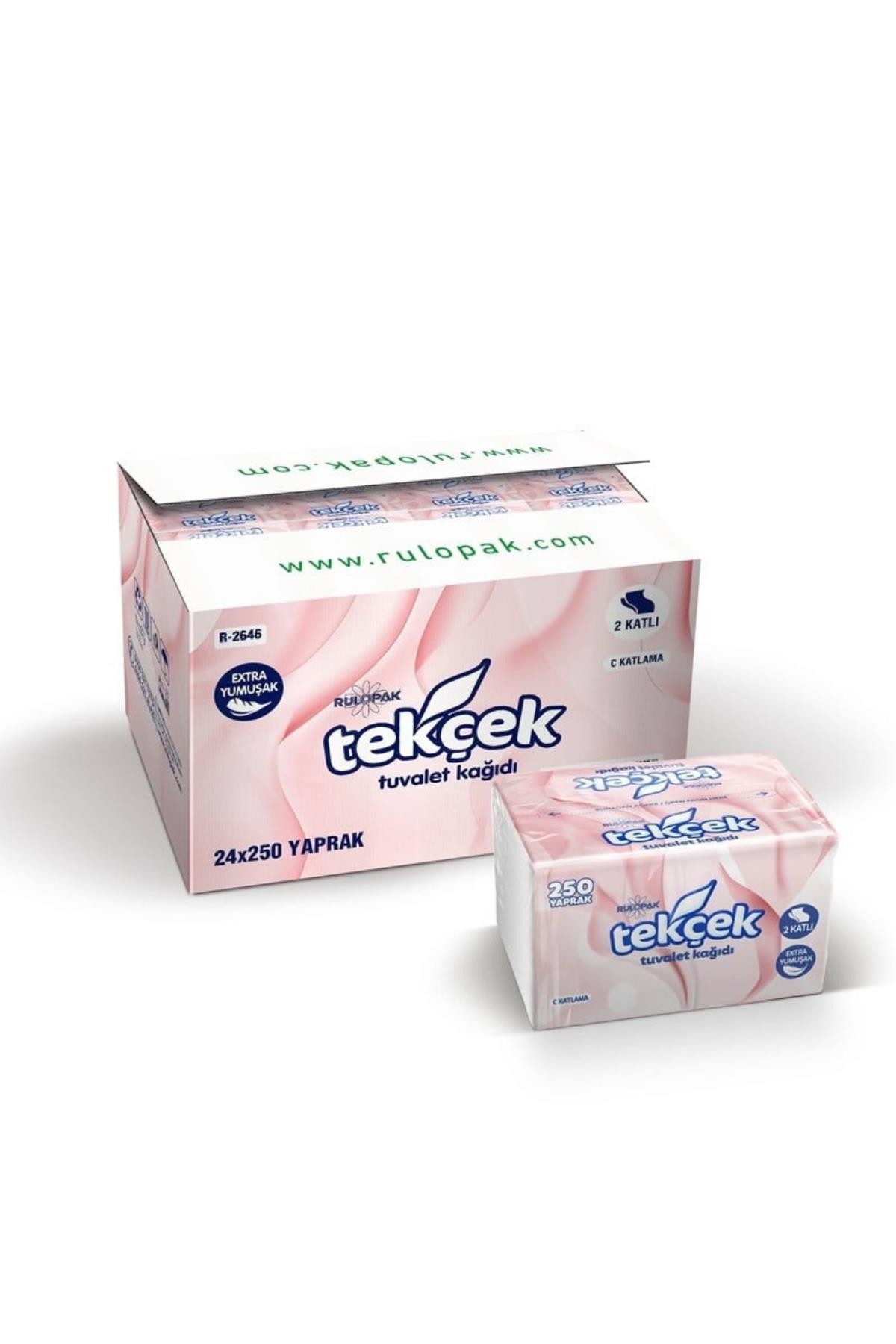 Rulopak Tekçek Tuvalet Kağıdı 2 Katlı 250 Yaprak 24'Lü Paket