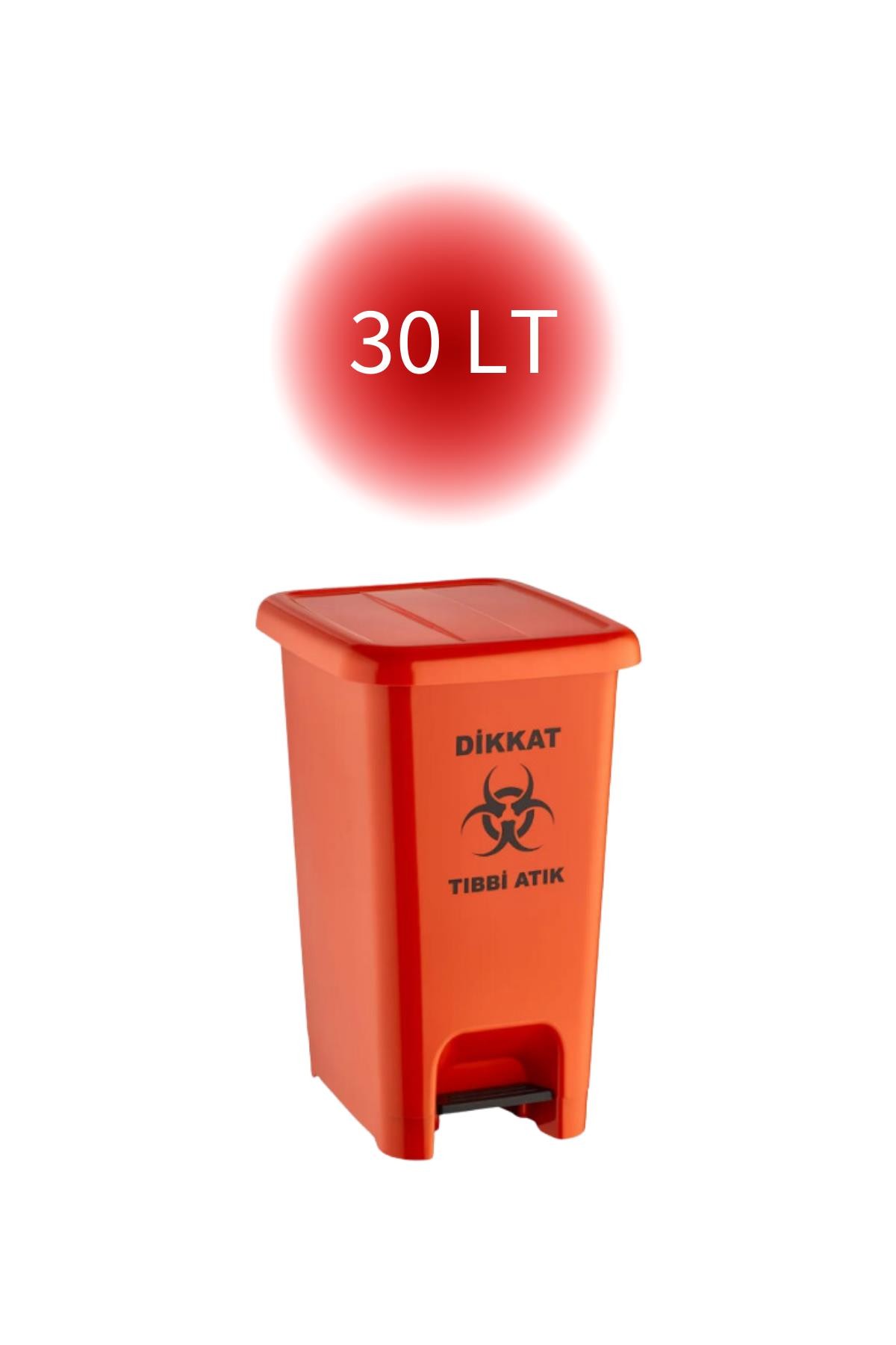 Pratik Kapak Pro Turuncu Slim Pedallı Tıbbi Atık 3'Lü Set Kovası 20 LT - 30 LT - 50 LT