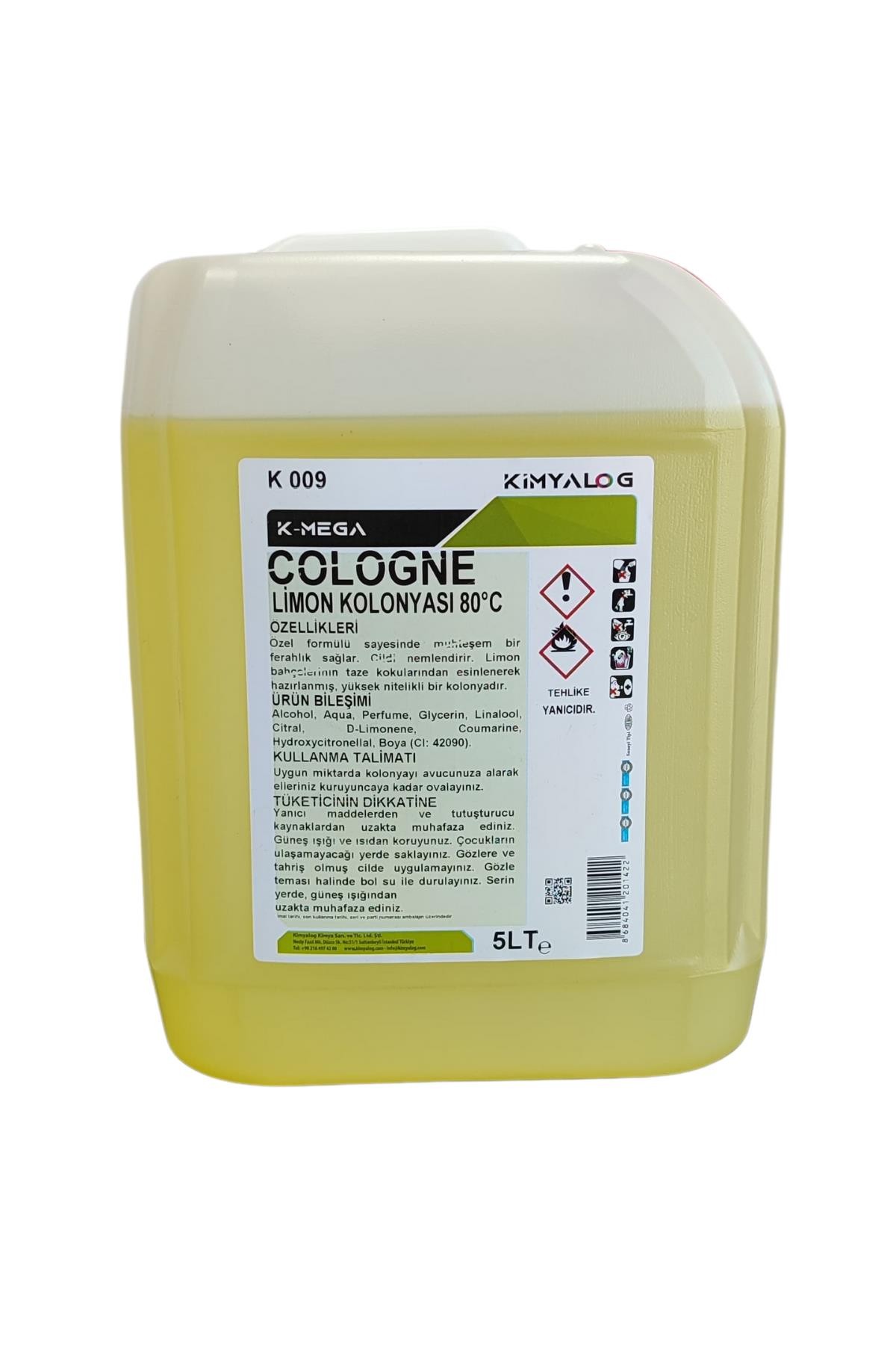 Kimyalog K-Mega Cologne Kolonya 80 Derece 5 Lt