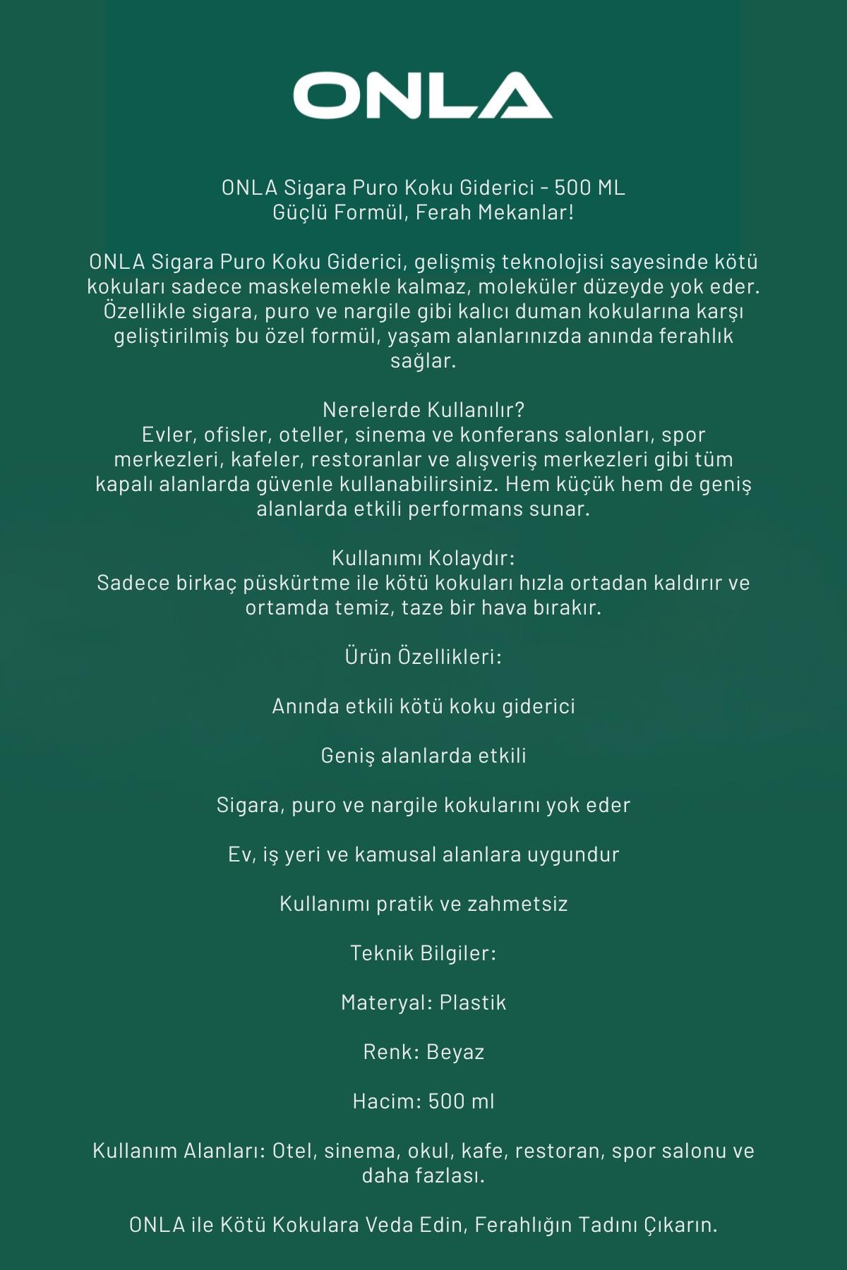 ONLA Sigara Puro Kötü Koku Giderici Sprey 500ML