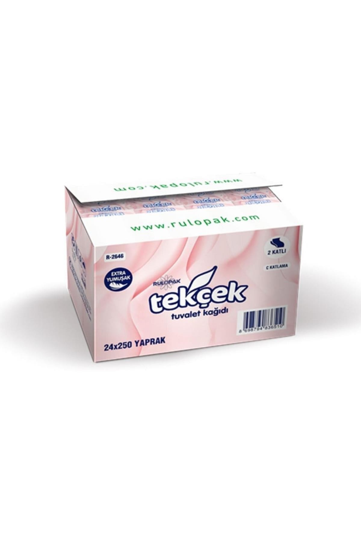 Rulopak Tekçek Tuvalet Kağıdı 2 Katlı 250 Yaprak 24'Lü Paket