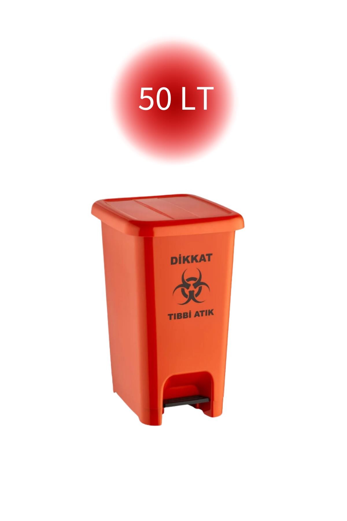 Pratik Kapak Pro Turuncu Slim Pedallı Tıbbi Atık 3'Lü Set Kovası 20 LT - 30 LT - 50 LT