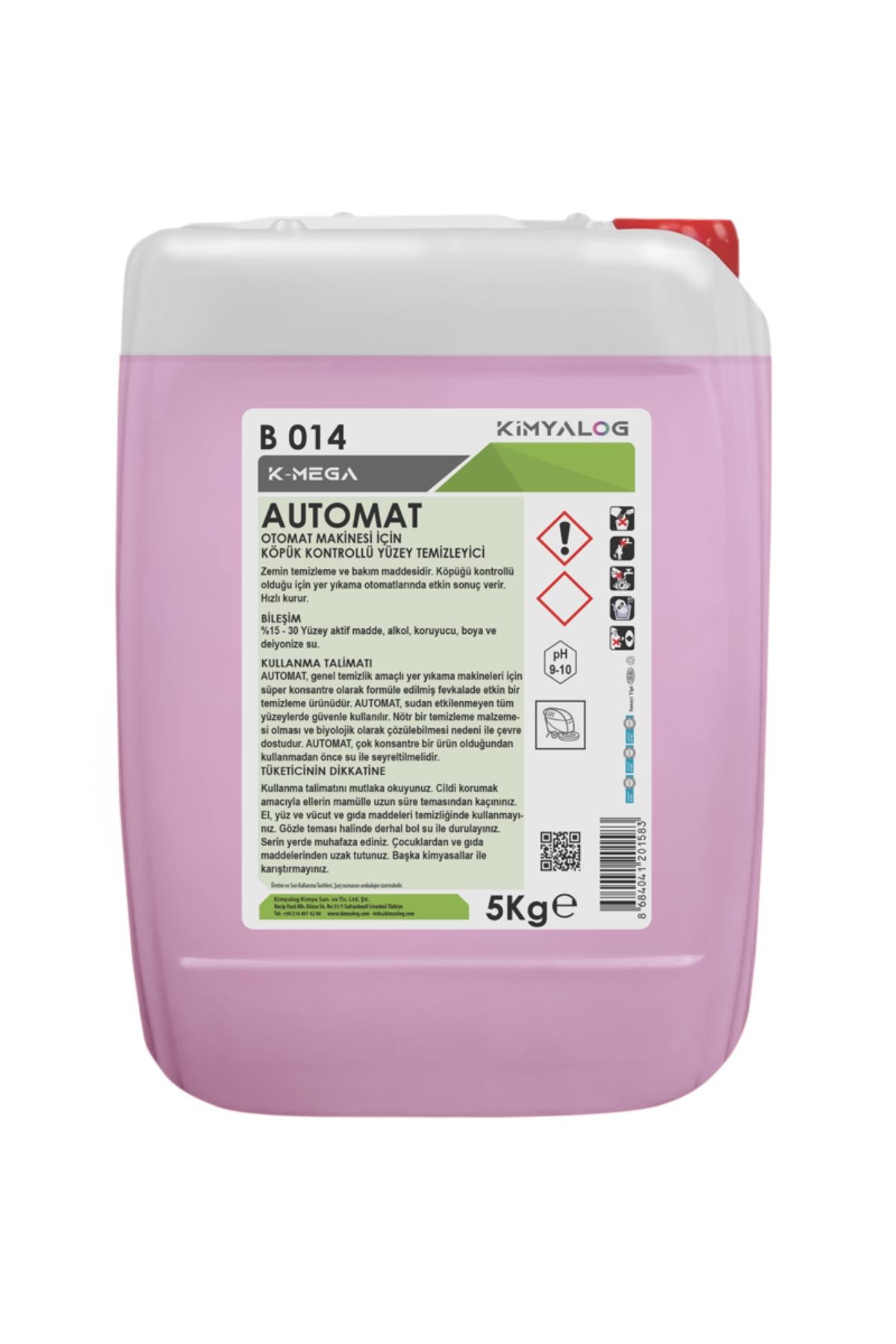 Kimyalog K-Mega Automat Otomat Makinesi İçin Köpük Kontrollü Yüzey Temizleyici 5 Lt