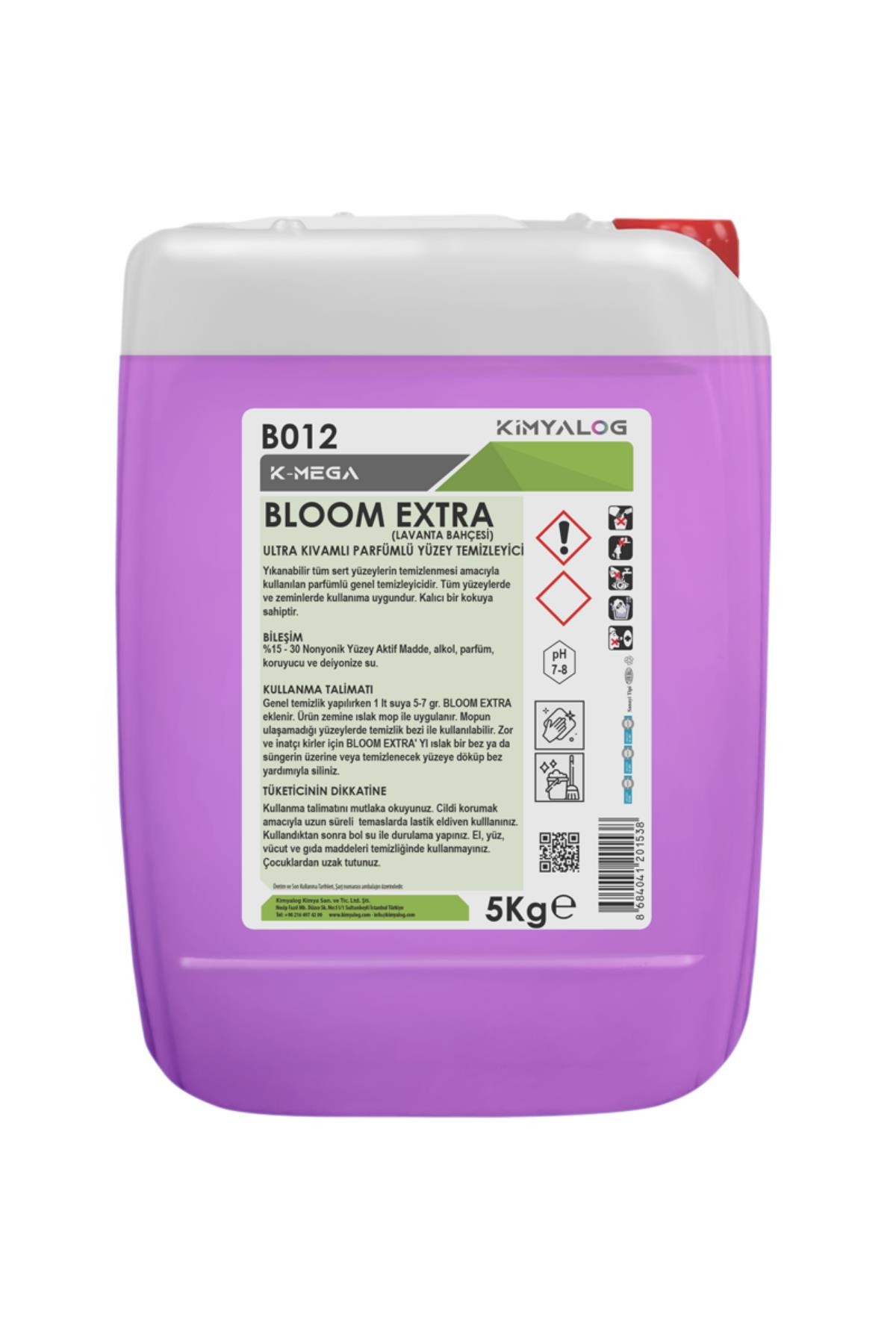 Kimyalog K-Mega Bloom Extra Ultra Kıvamlı Parfümlü Yüzey Temizleyici (Lavanta Bahçesi) 5 Lt