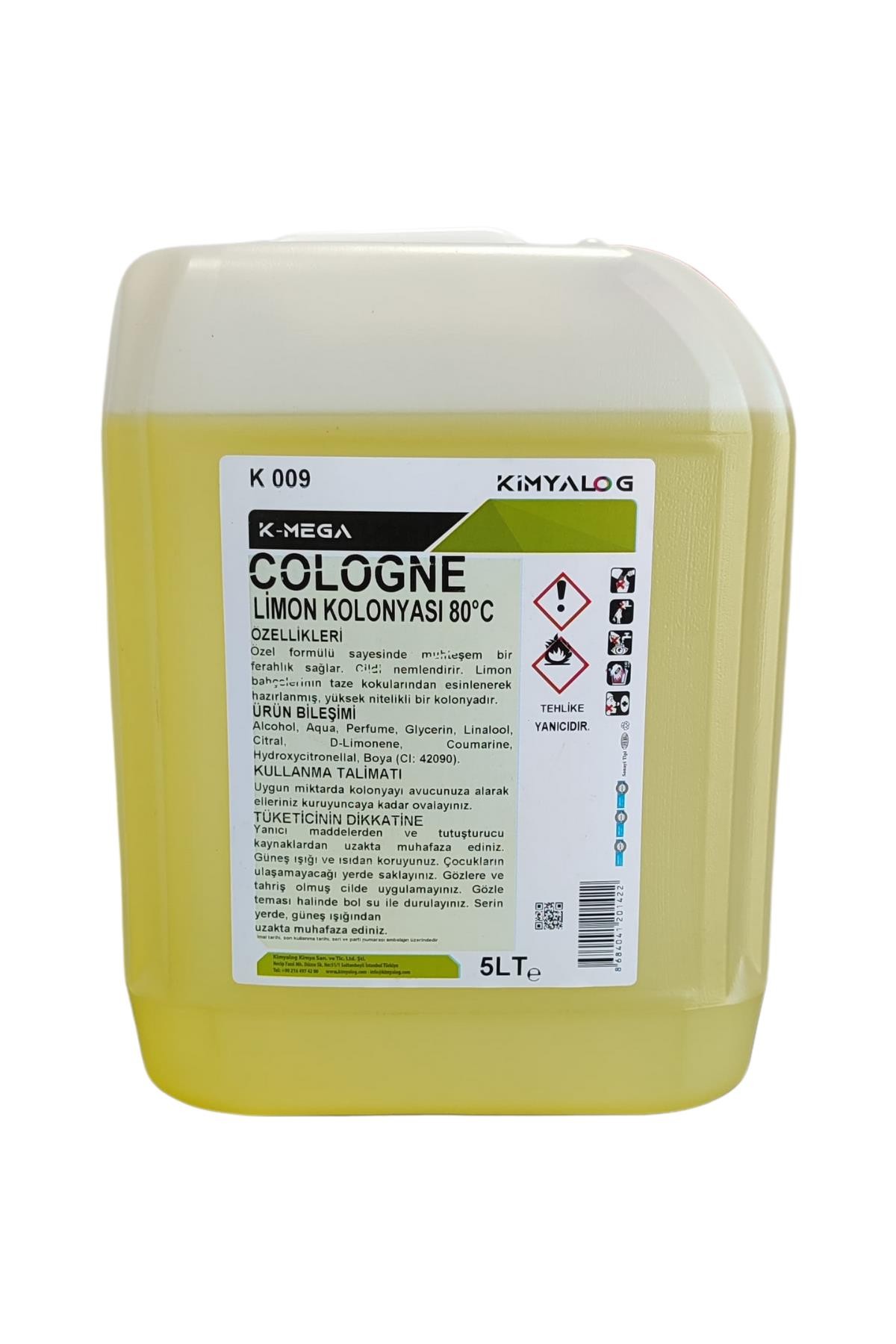 Kimyalog K-Mega Cologne Kolonya 80 Derece 5 Lt