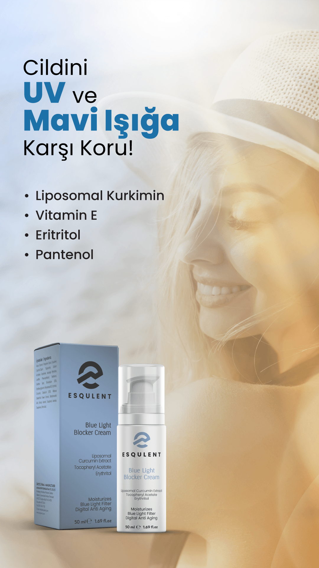  Esqulent  Mavi Işık Korumalı, Nemlendirici ve Ton Eşitleyici Krem 50 ml