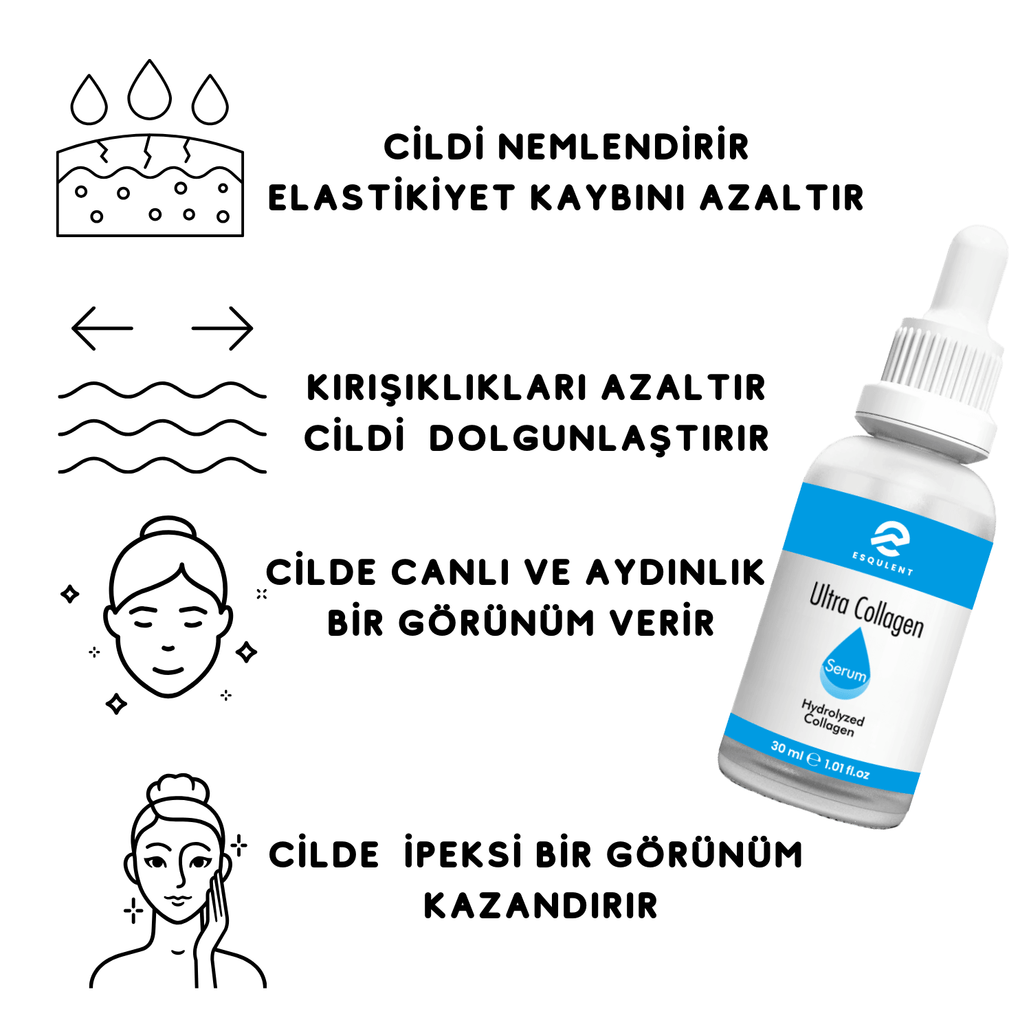 Ultra Collagen Serum - Sıkılaştırıcı ve Kırışıklık Karşıtı  Kollajen Serum 30 ml