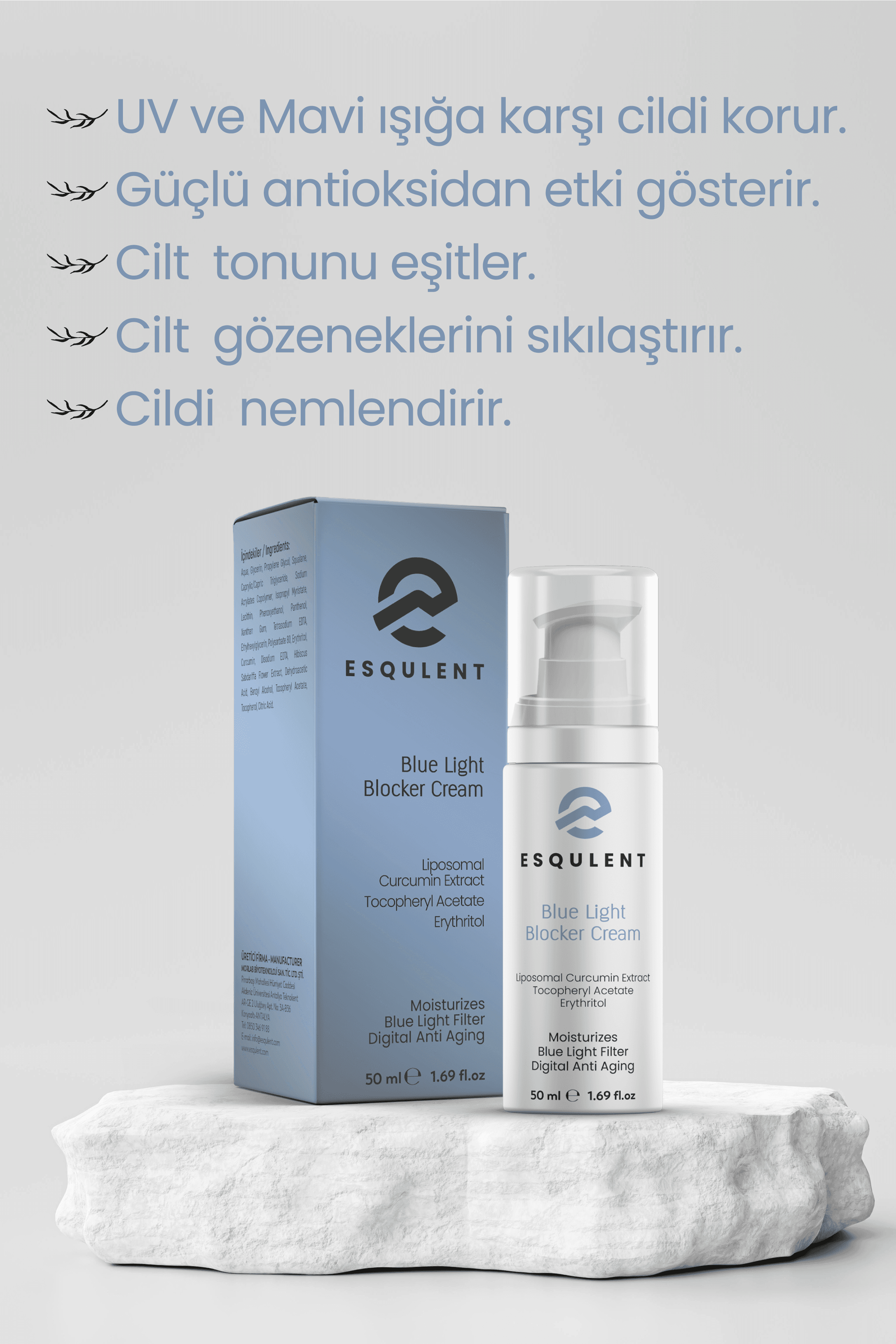  Esqulent  Mavi Işık Korumalı, Nemlendirici ve Ton Eşitleyici Krem 50 ml