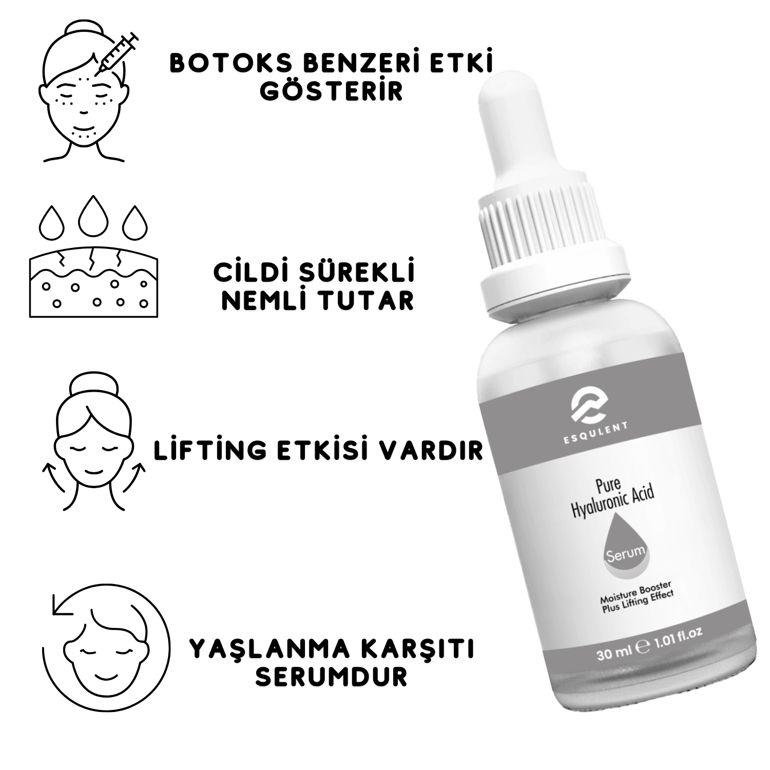   Esqulent Pure Hyaluronic Acid Serum | Botoks Etkili  Hyaluronik Asit Serum 30 ml