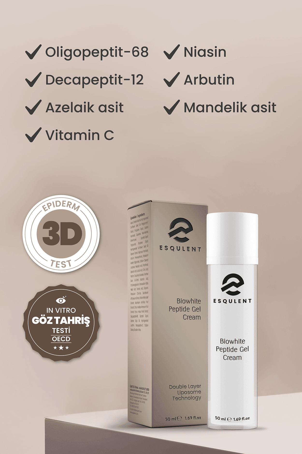 Peptitli Lekelere Karşı Cilt Beyazlatıcı Yüz Kremi 50 ml