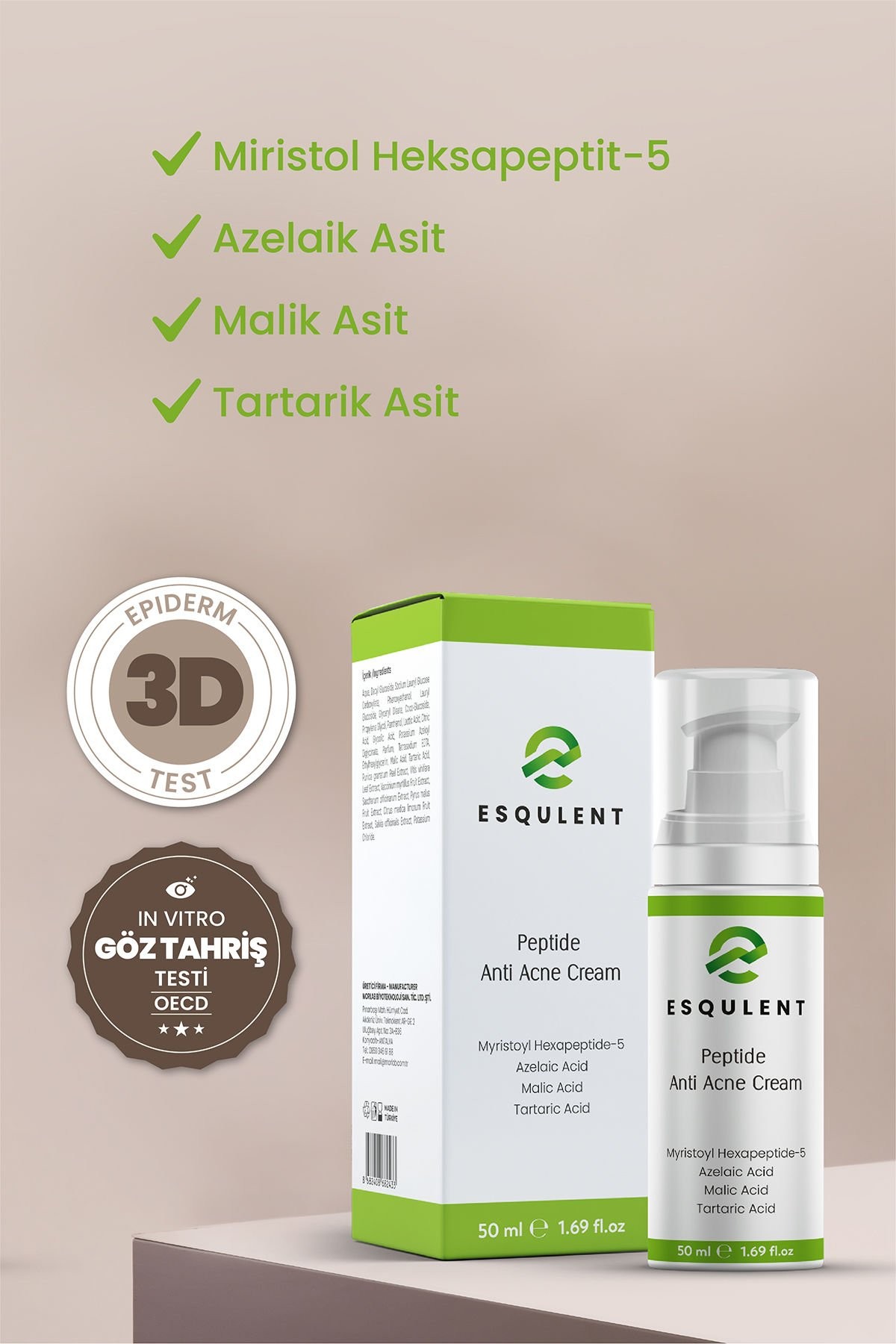  Esqulent  Peptitli  Akne ve Sivilce Karşıtı  Yüz Kremi 50 ml