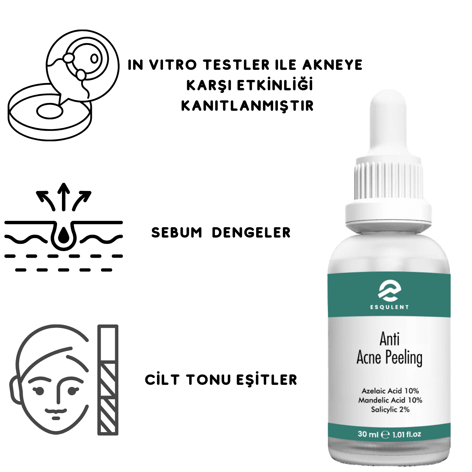 Anti Acne Peeling- Akne ve Sebum Düzenleyici Peeling Etkili Serum 30 ml