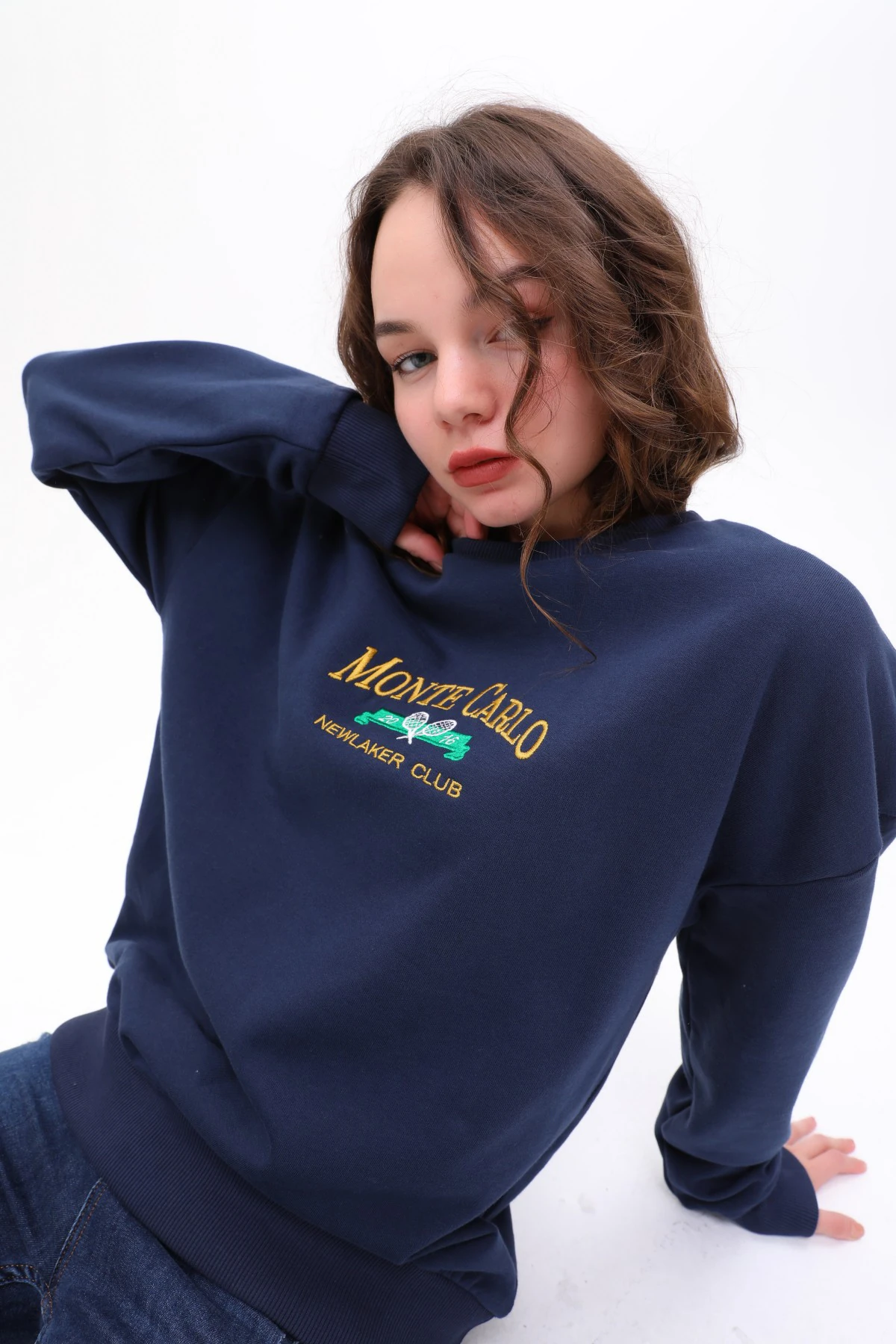 Unisex Oversize MONTE CARLO Nakiş İşlemeli Sweatshirt