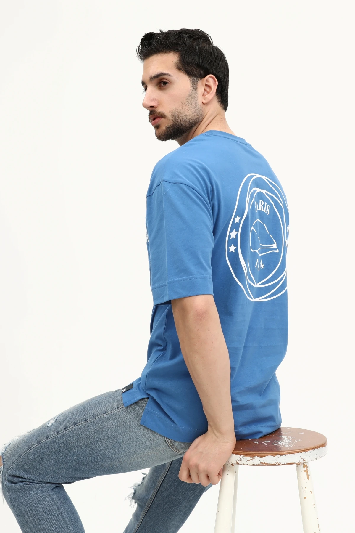 Unisex Regular MAVİ PARİS JBY Baskılı Cepli T-Shirt