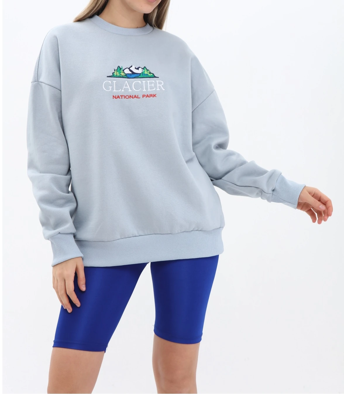 Unisex Oversize GLACIER Nakiş İşlemeli Sweatshirt