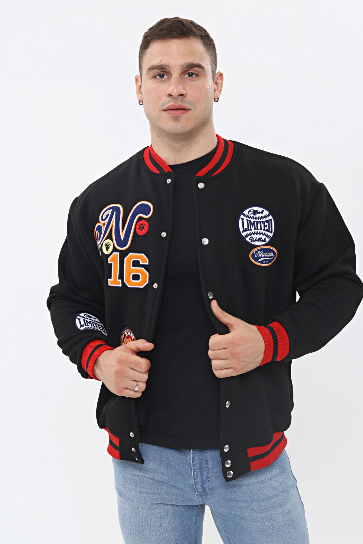 Unisex Oversize Limited Edition Siyah Bomber Kolej Ceket