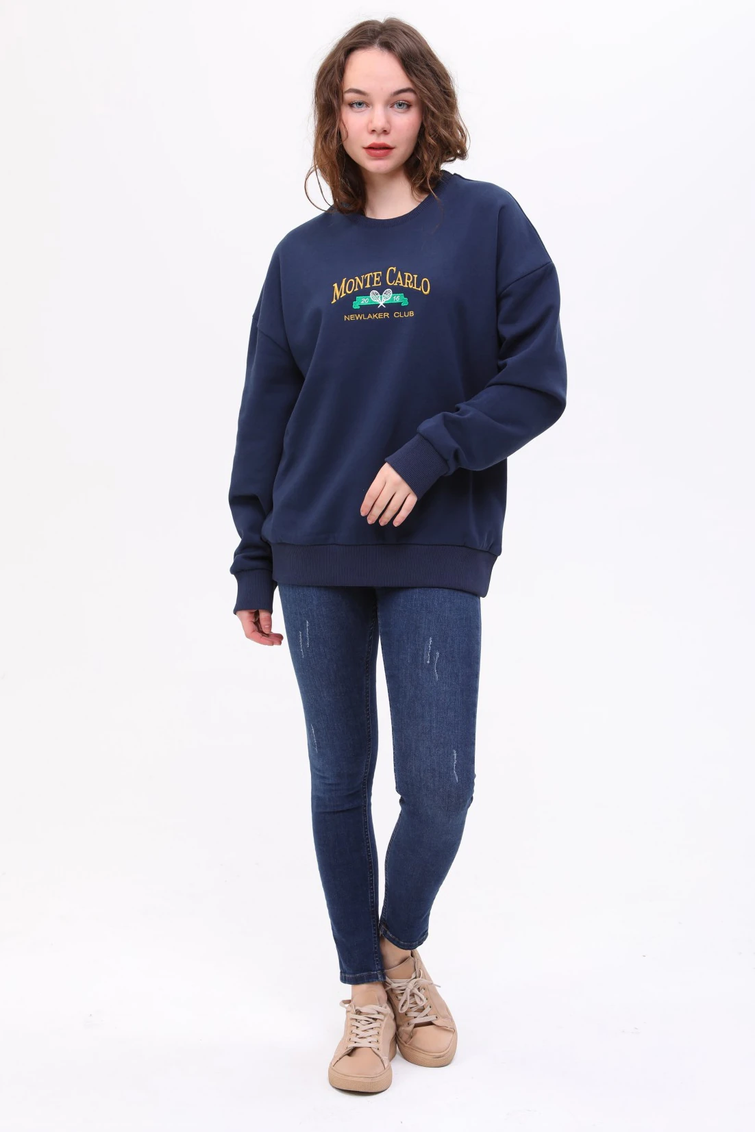 Unisex Oversize MONTE CARLO Nakiş İşlemeli Sweatshirt