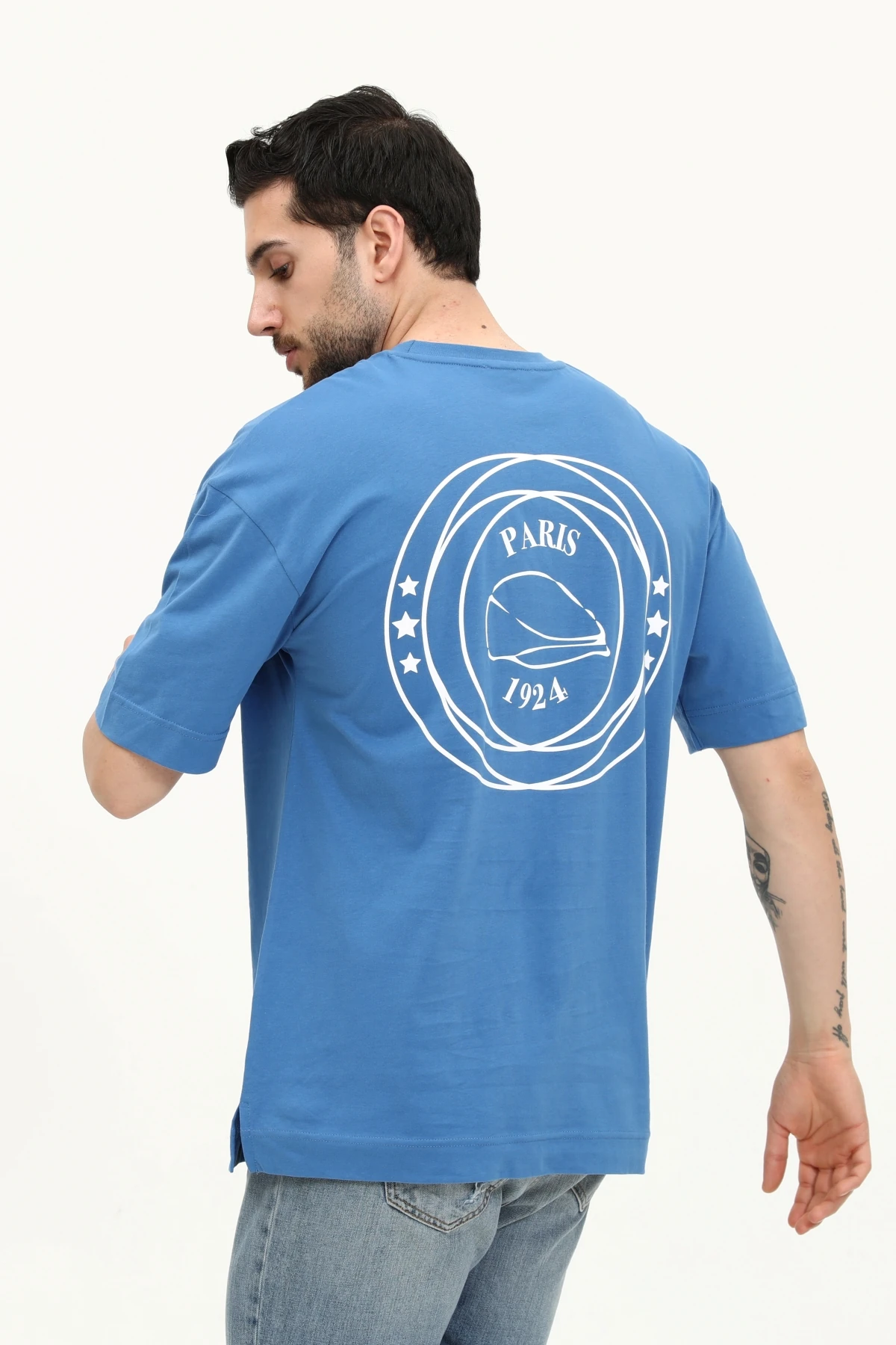 Unisex Regular MAVİ PARİS JBY Baskılı Cepli T-Shirt