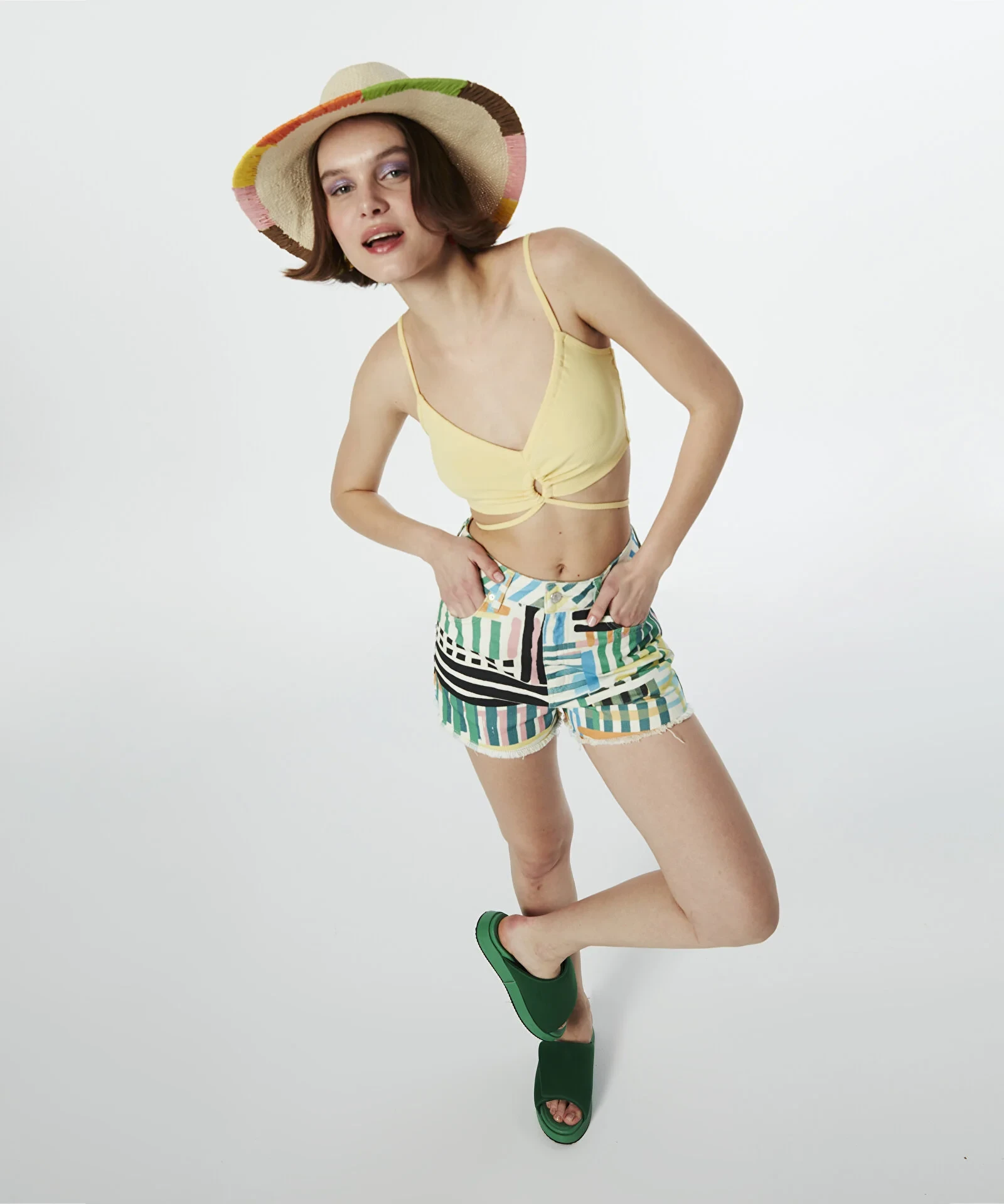 Özel Desenli NON Denim Kot ŞORT