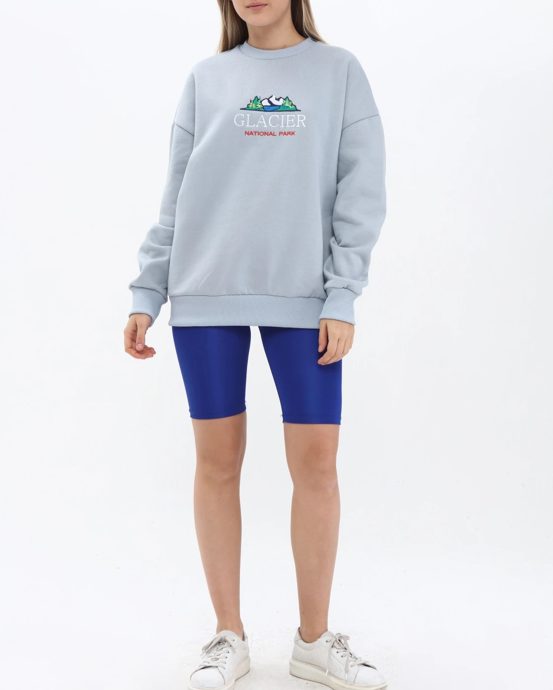 Unisex Oversize GLACIER Nakiş İşlemeli Sweatshirt