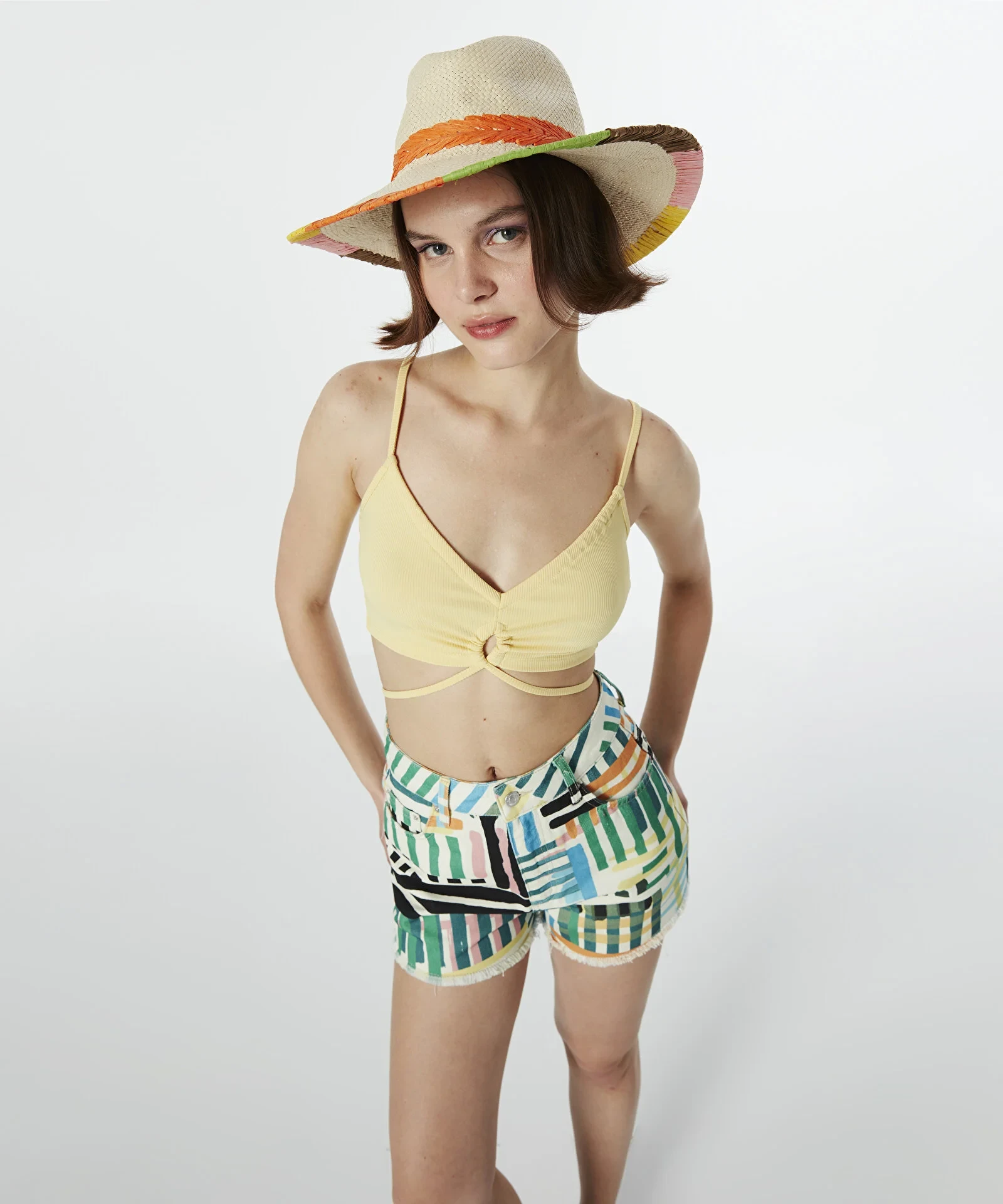 Özel Desenli NON Denim Kot ŞORT