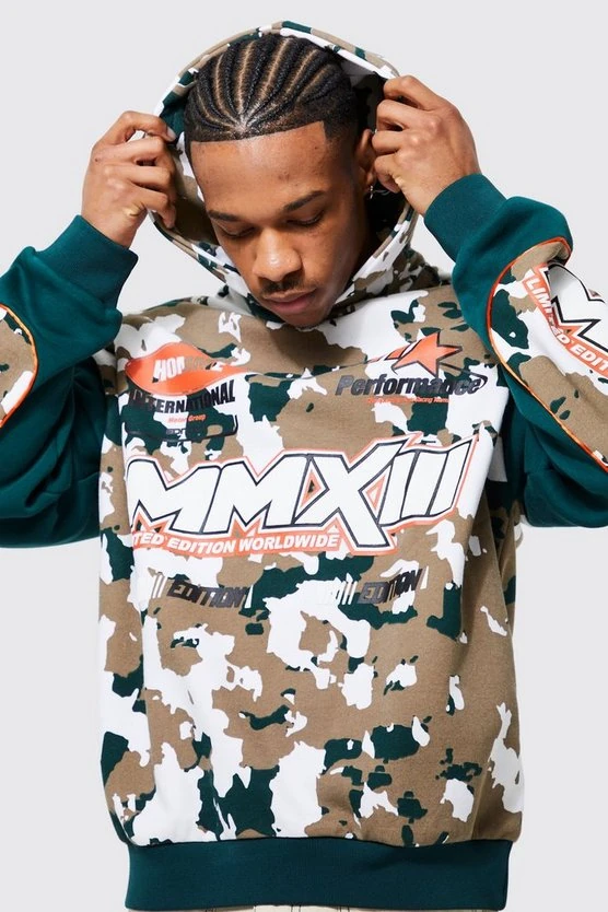 Unisex BOXY Limited Camo Kapşonlu Sweatshirt