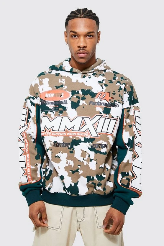 Unisex BOXY Limited Camo Kapşonlu Sweatshirt