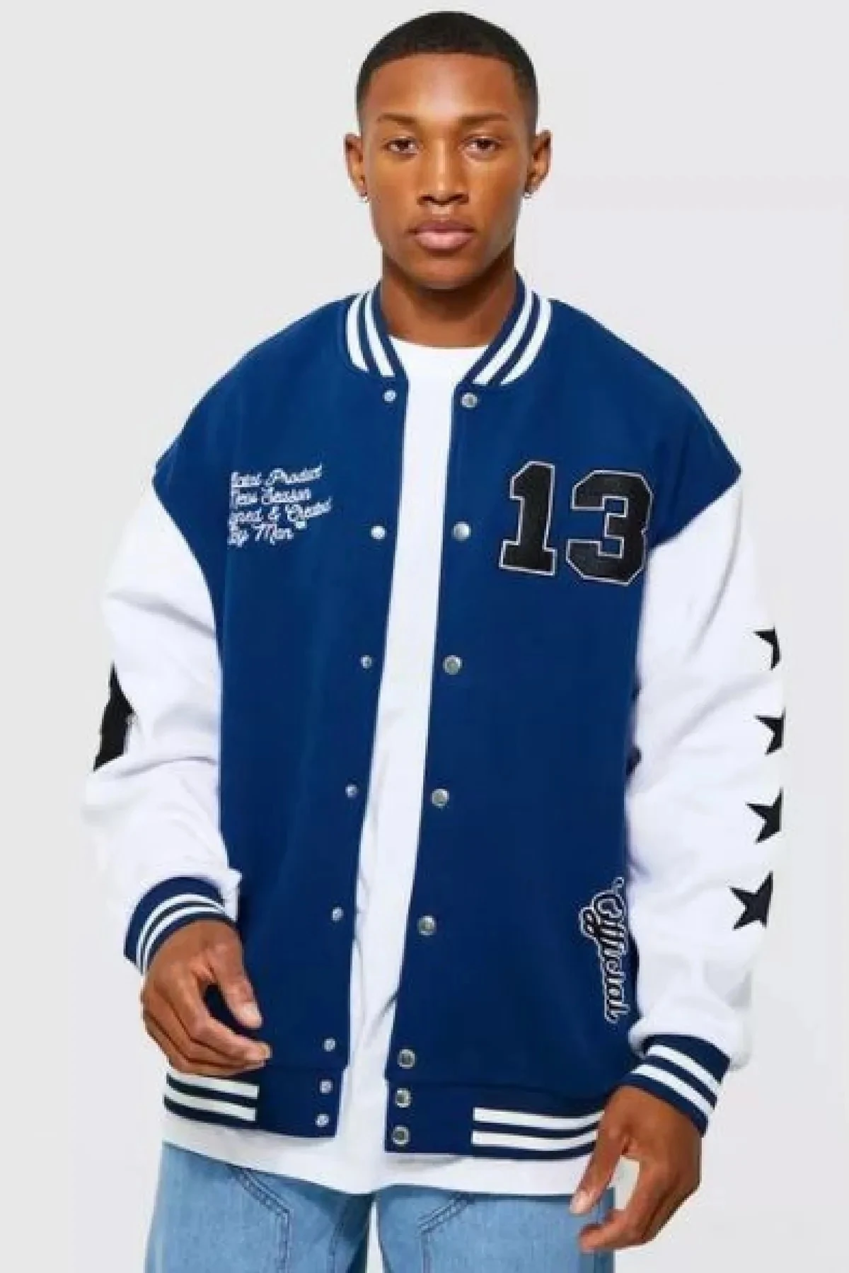 Unisex Oversize Lacivert N13 Bomber Kolej Ceket