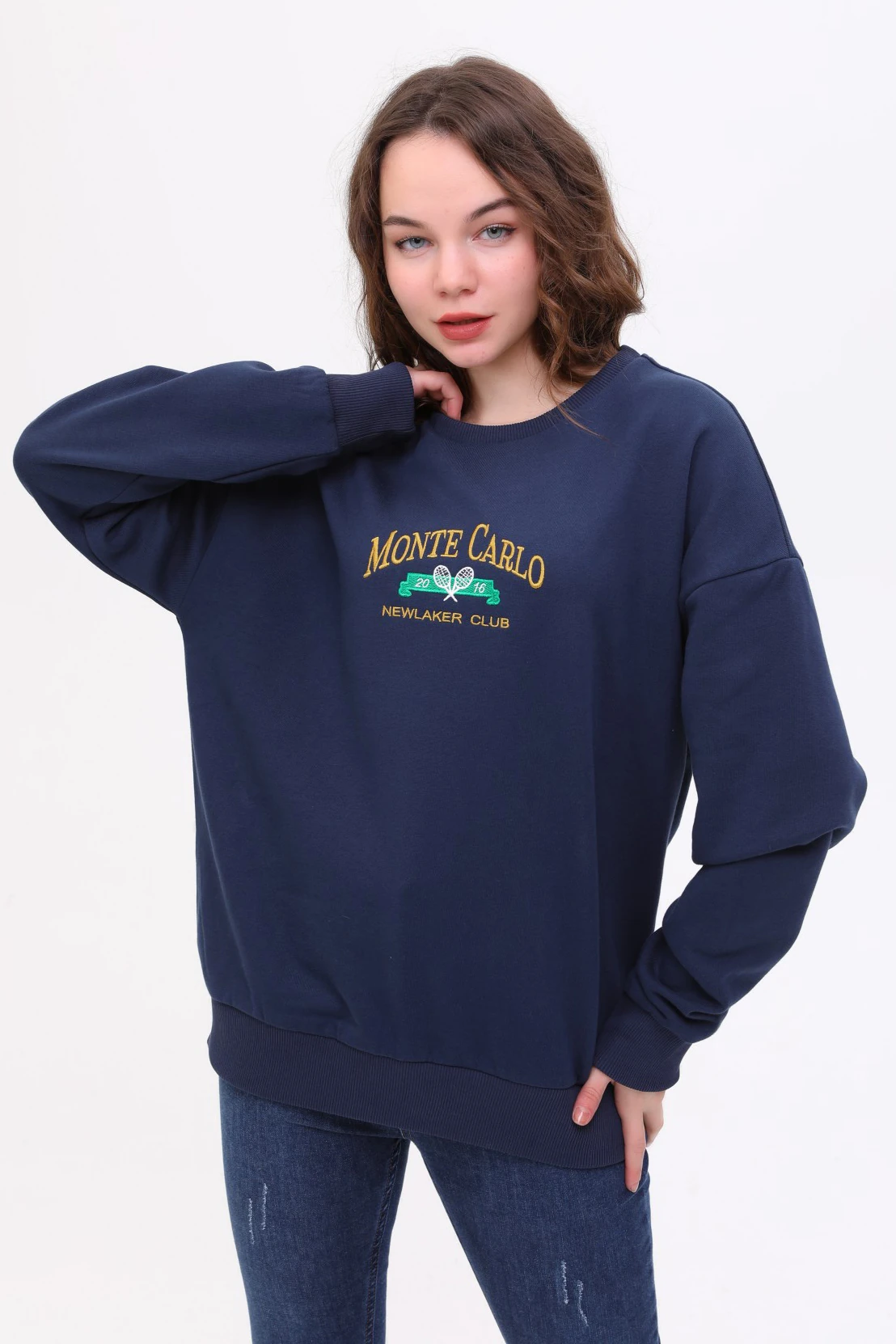 Unisex Oversize MONTE CARLO Nakiş İşlemeli Sweatshirt