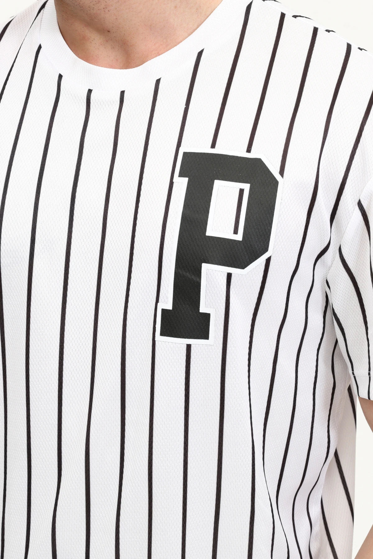 Unisex Siyah-Beyaz Çizgili Regular Fit Bisiklet Yaka T-Shirt