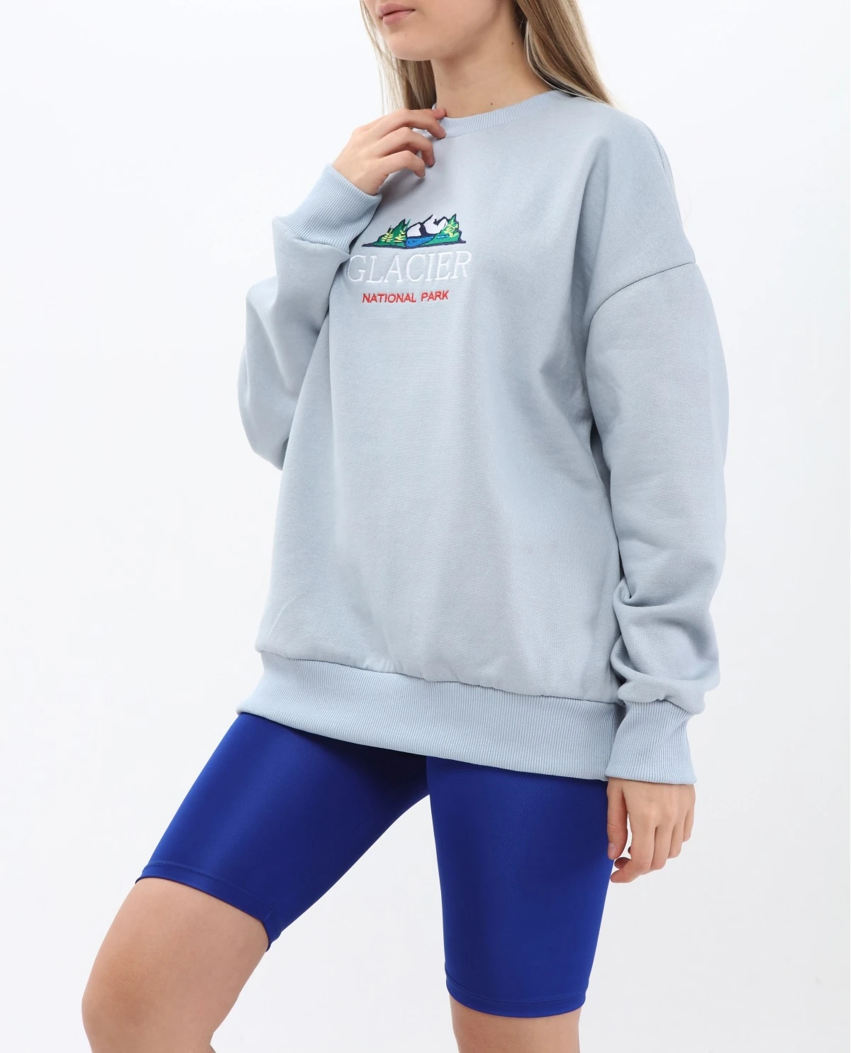 Unisex Oversize GLACIER Nakiş İşlemeli Sweatshirt