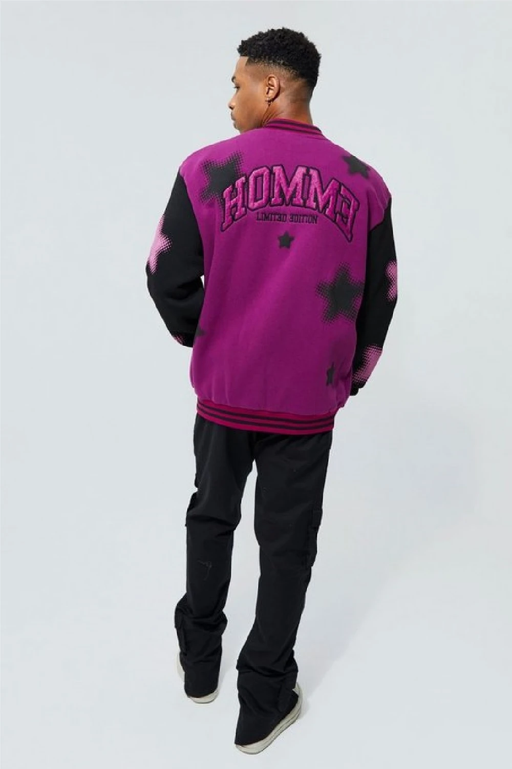 Unisex Oversize Mor Homme Bomber Kolej Ceket