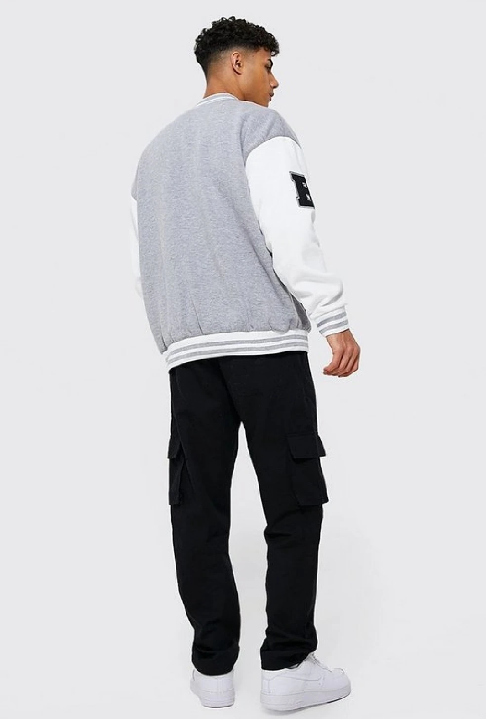 Unisex Oversize Gri M Bomber Kolej Ceket