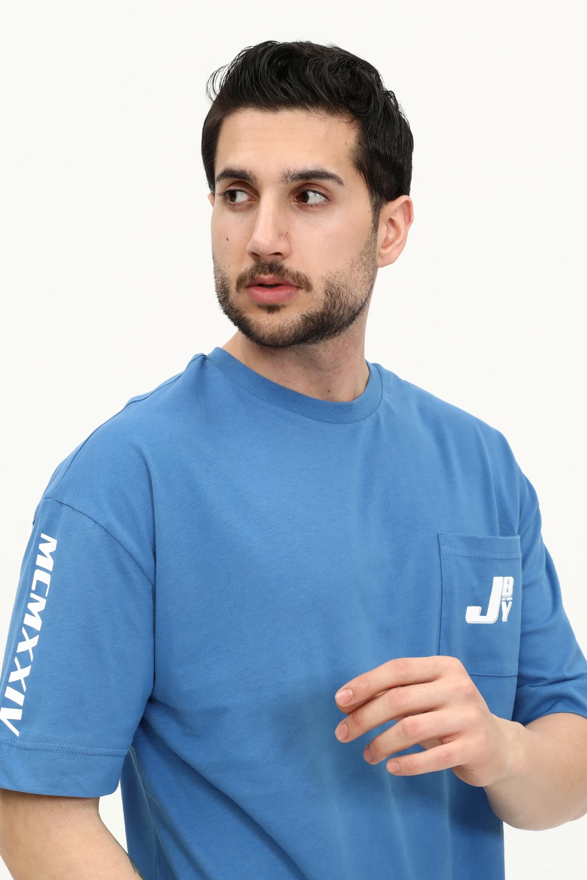 Unisex Regular MAVİ PARİS JBY Baskılı Cepli T-Shirt