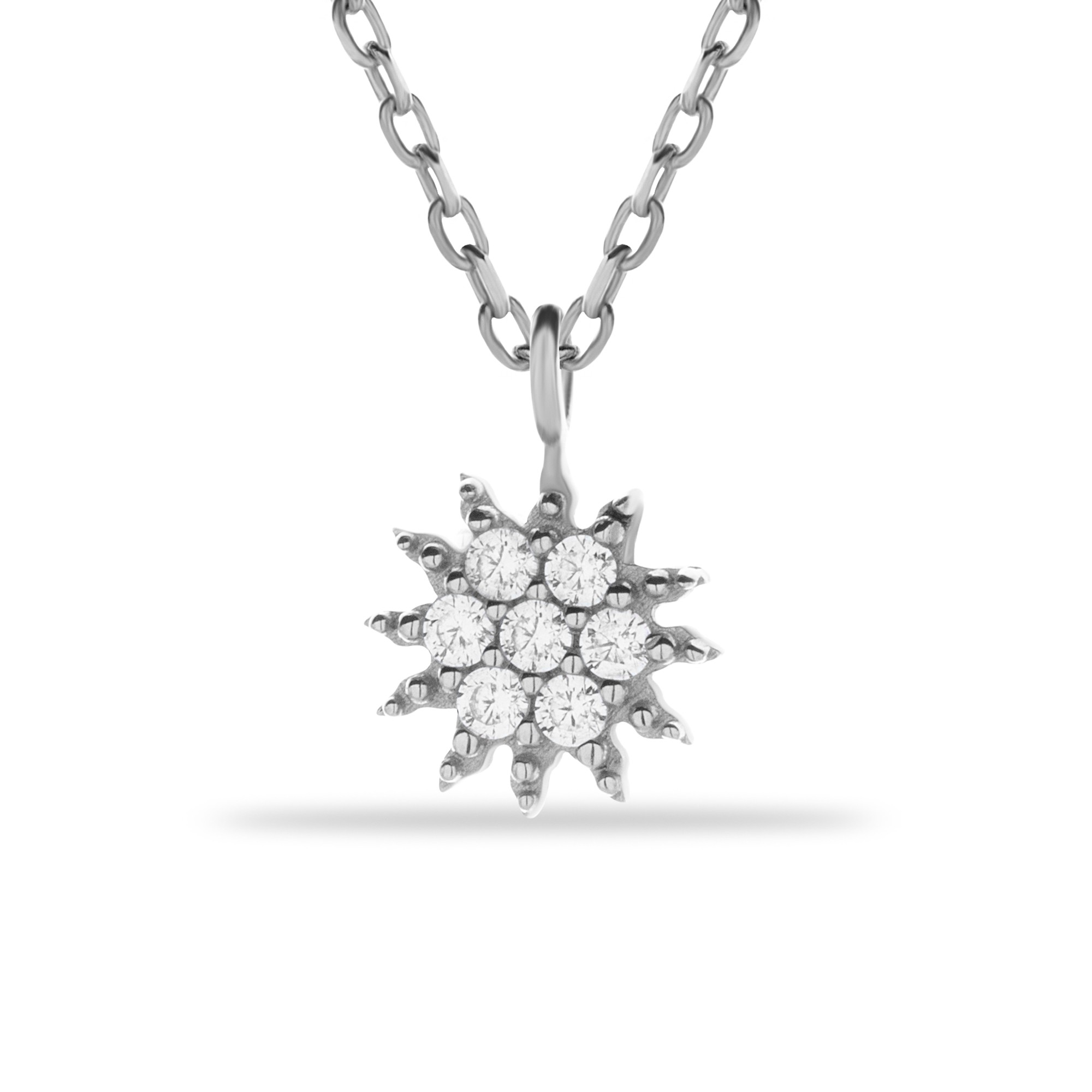 Elegant Sun Necklace with 14 Carat Gold Stone