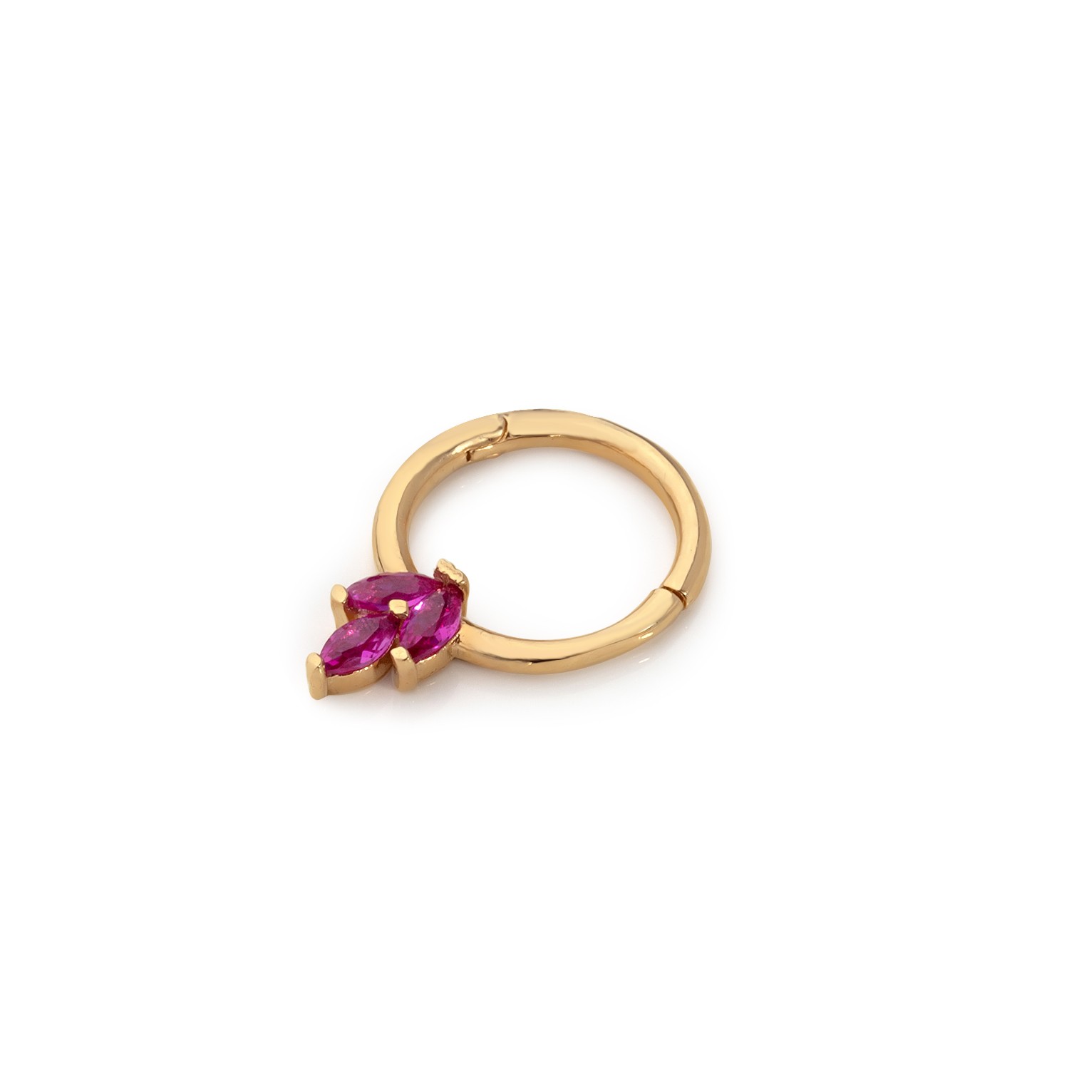 14 Carat Gold 3 Stone Ruby Marquise Helix Piercing