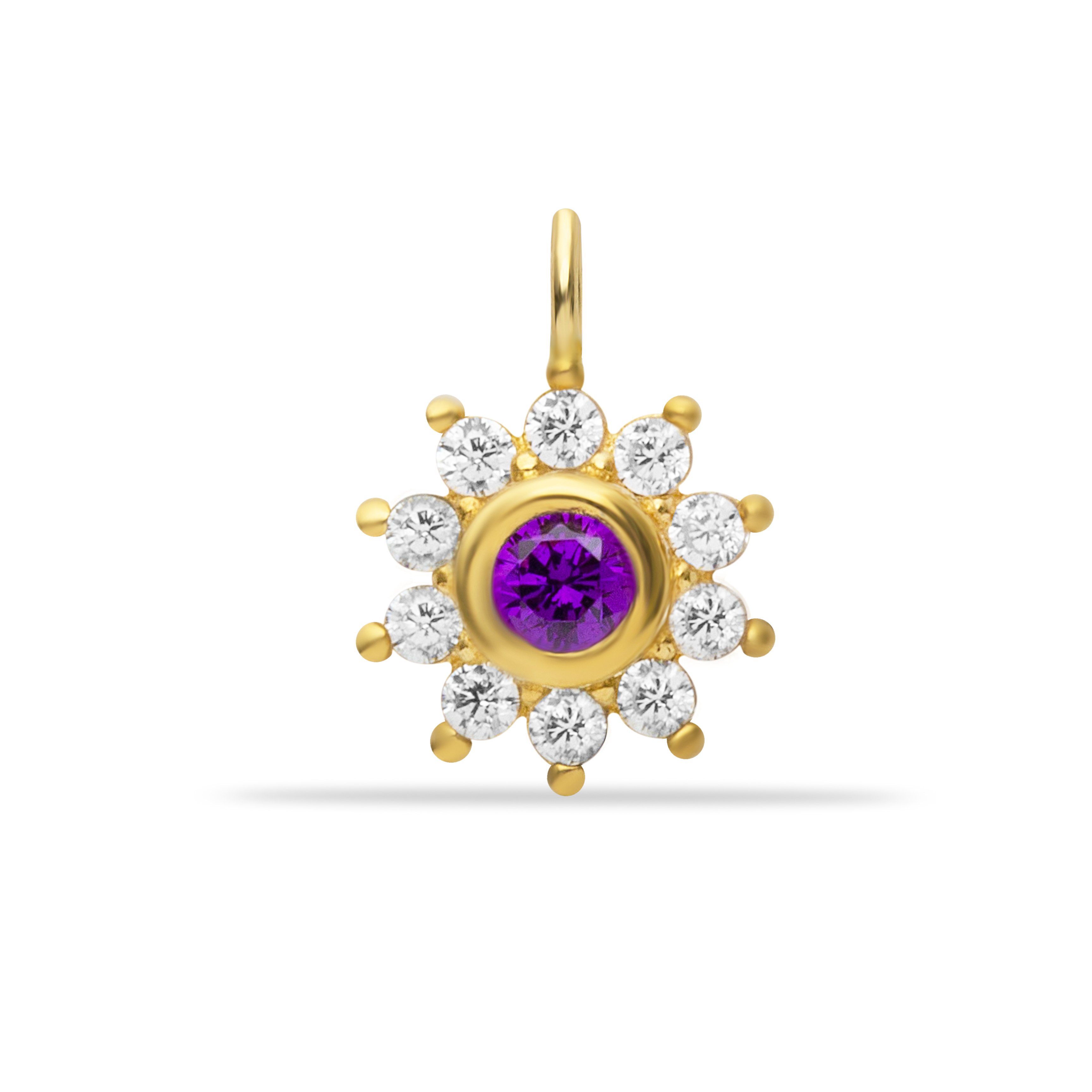 14 Carat Gold Amethyst Stone Flower Pendant