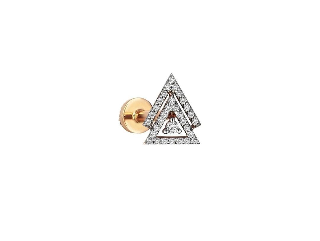 14 Carat Gold Double Triangle Piercing