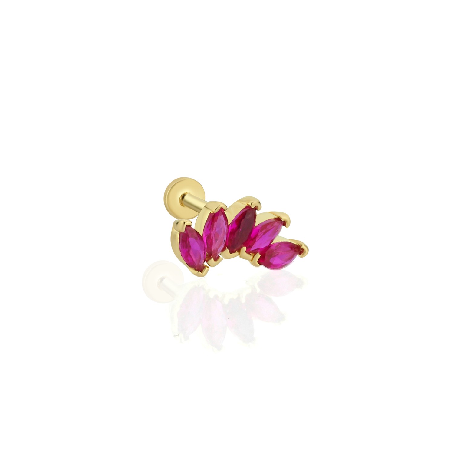 14 Carat Gold Ruby Stone 5-Piece Marquise Piercing